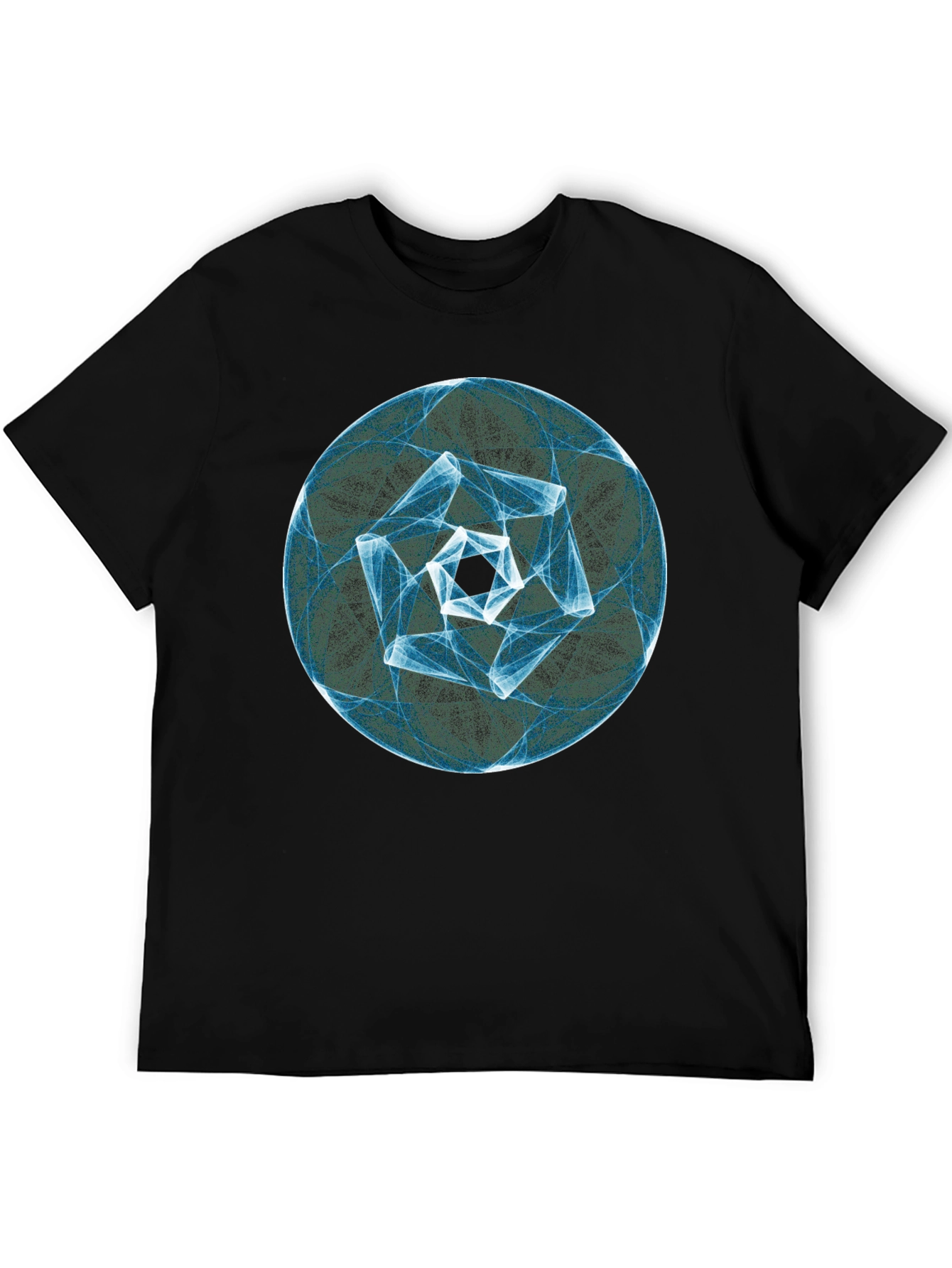 Abstract Geometric Circle Print Black T-Shirt