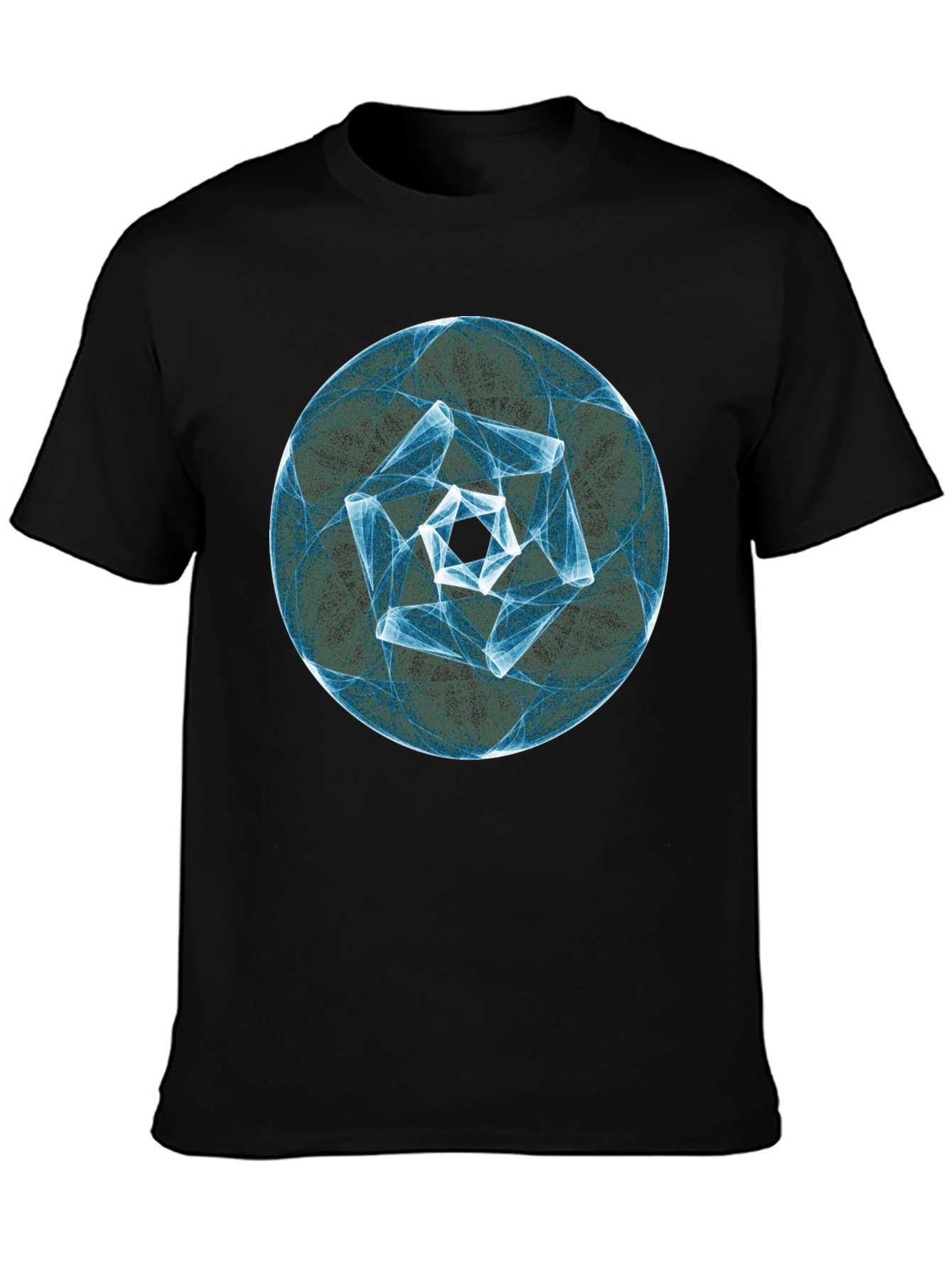 Abstract Geometric Circle Print Black T-Shirt