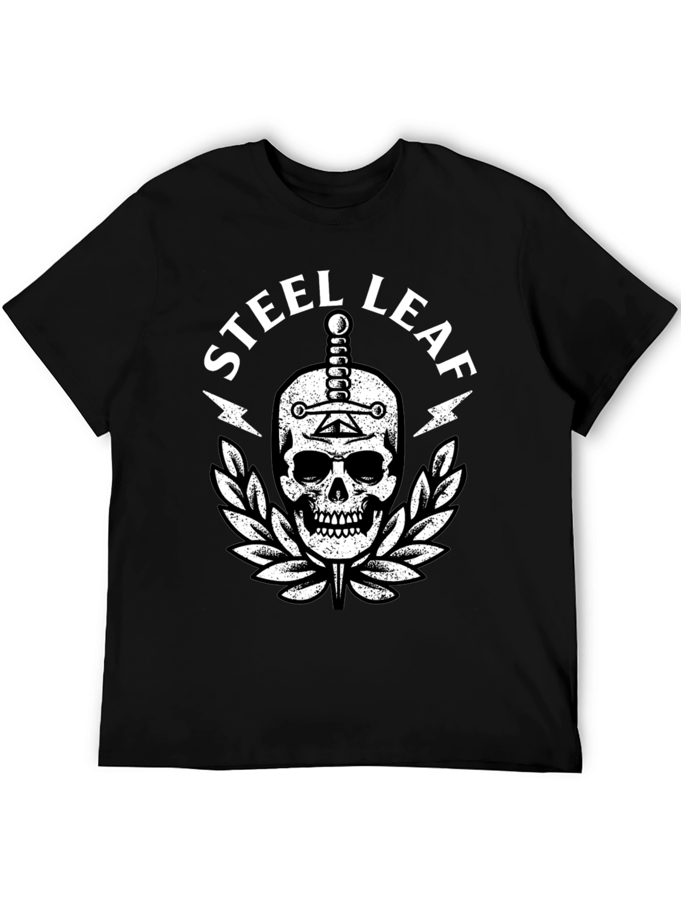 Steel Leaf Skull Graphic T-Shirt
