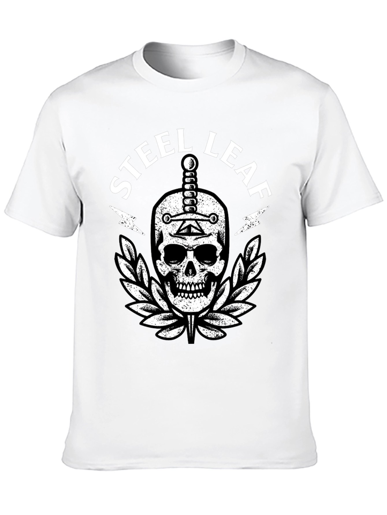 Steel Leaf Skull Graphic T-Shirt