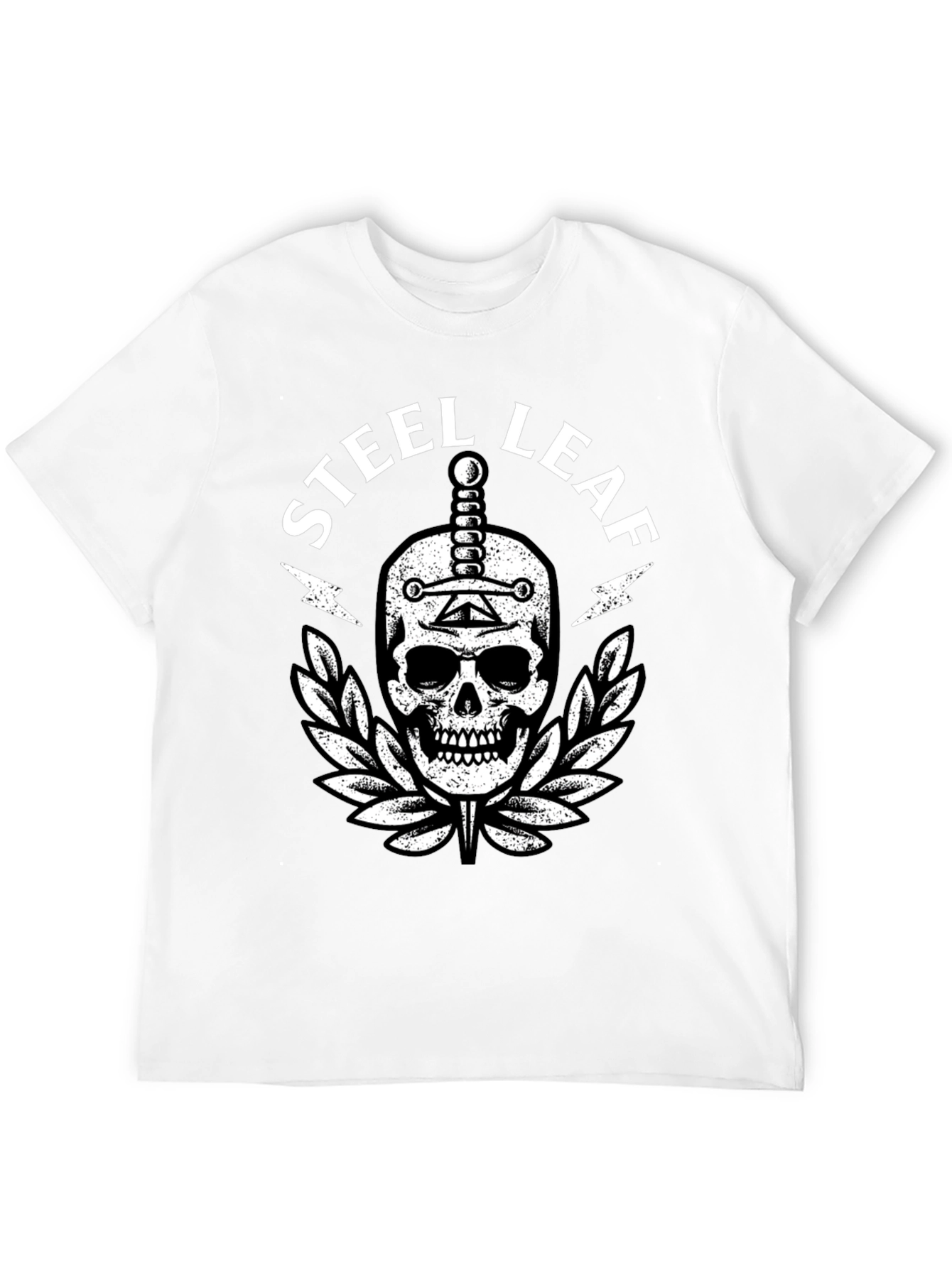 Steel Leaf Skull Graphic T-Shirt
