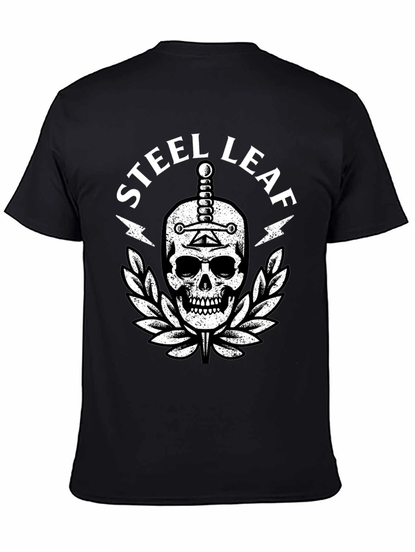 Steel Leaf Skull Graphic T-Shirt