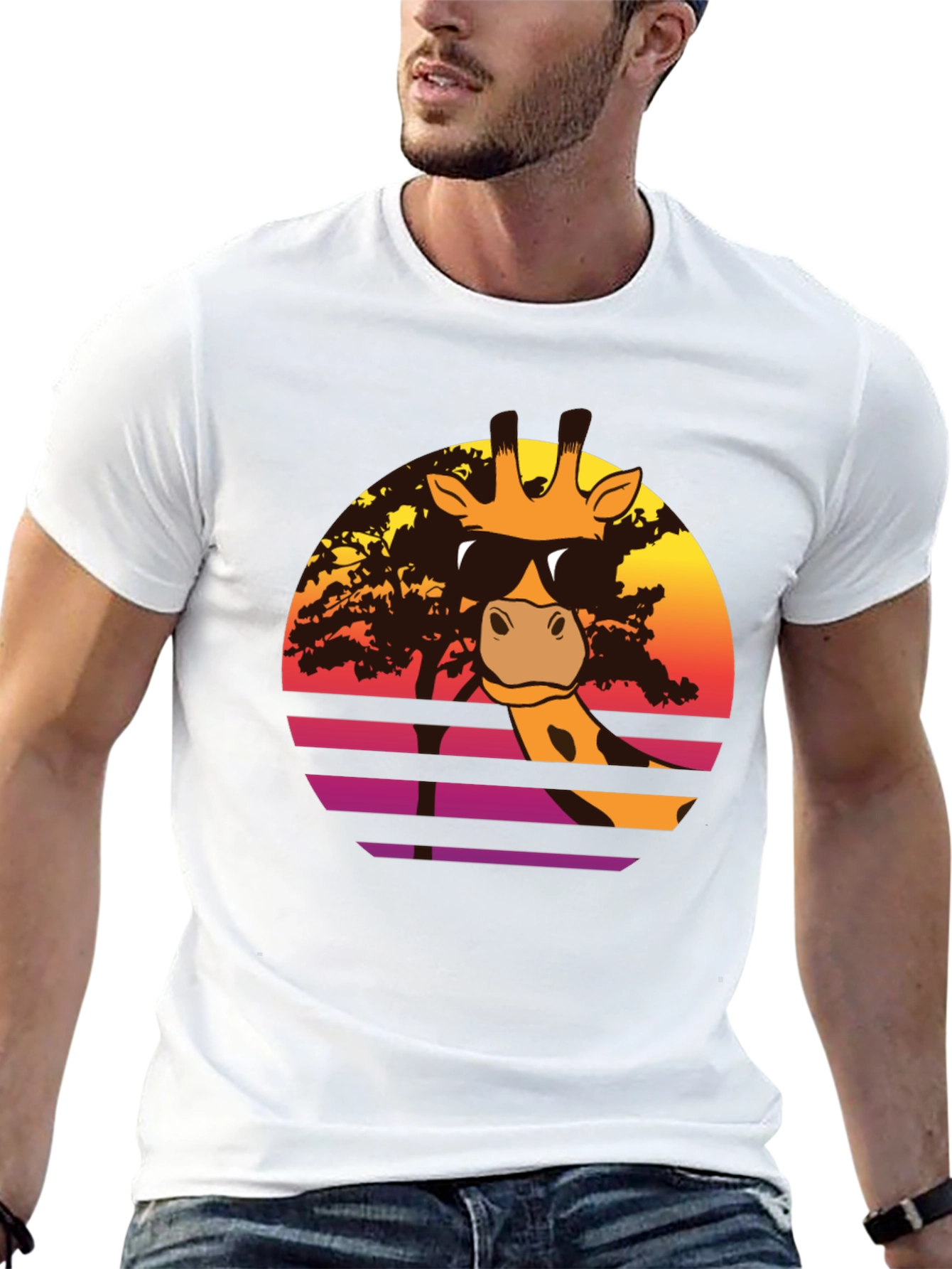 Cool Giraffe Sunset T-Shirt - Retro Animal Tee