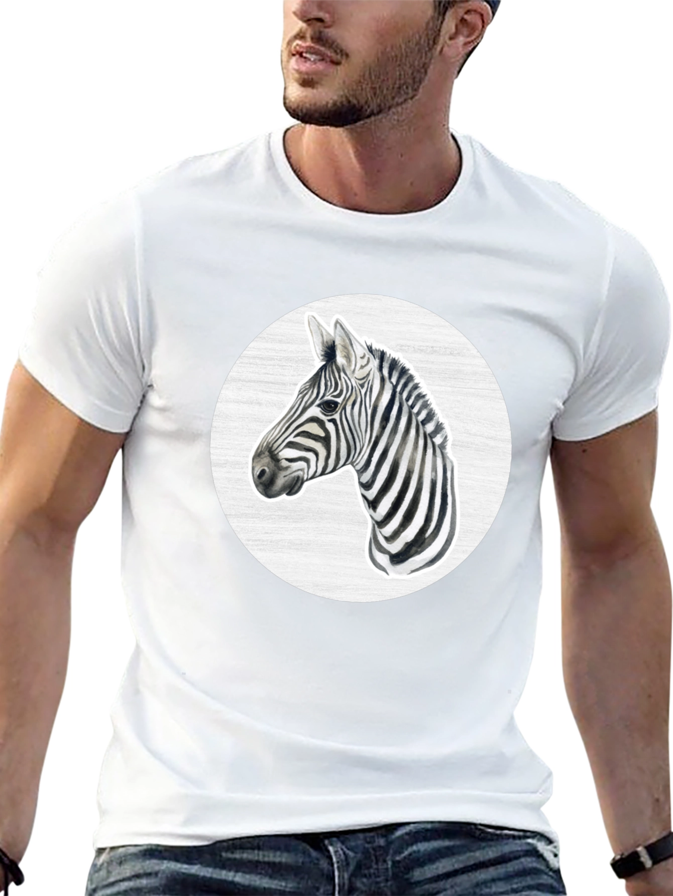 Zebra Graphic Tee - Black Crew Neck T-Shirt
