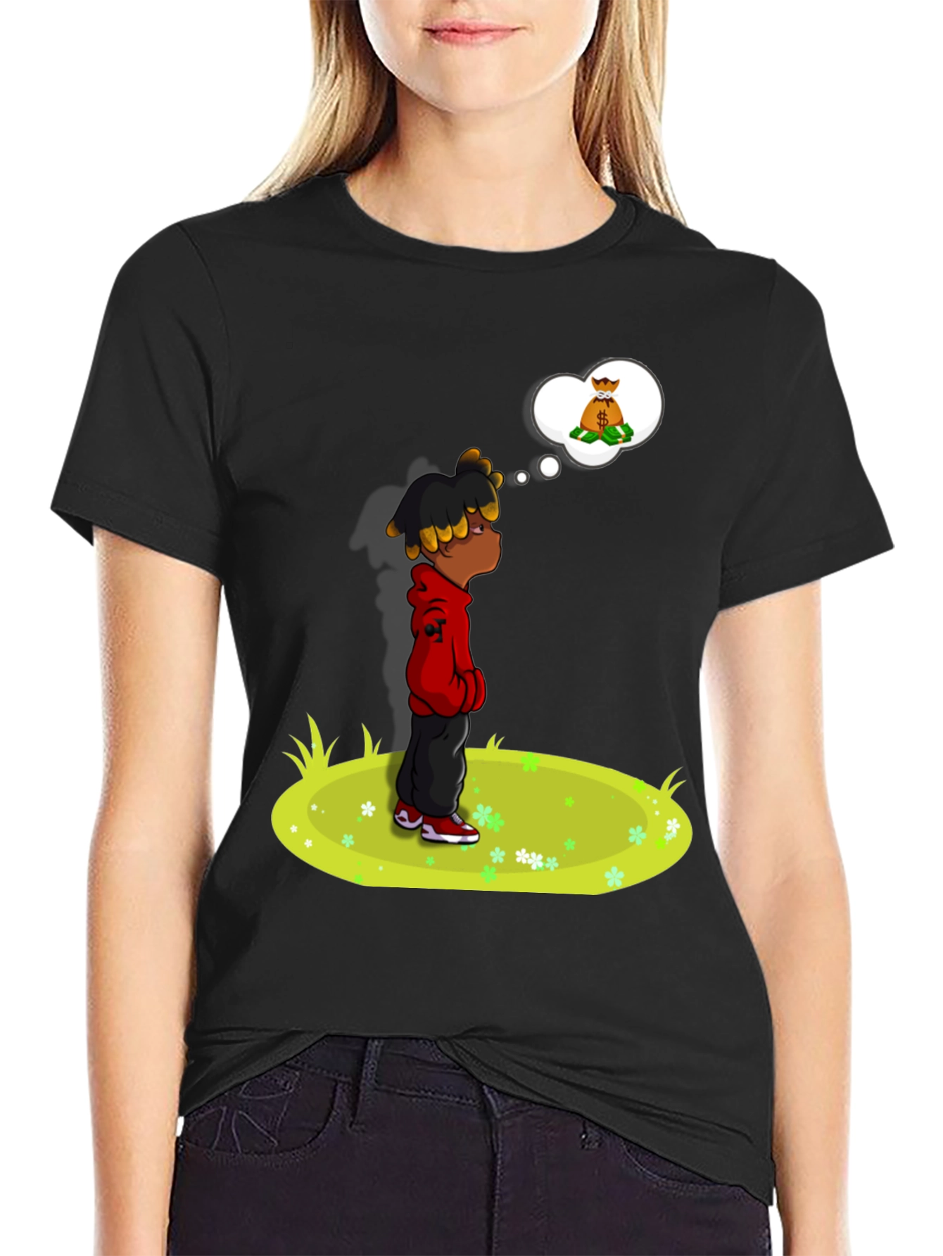 Cartoon Graphic Tee - Black