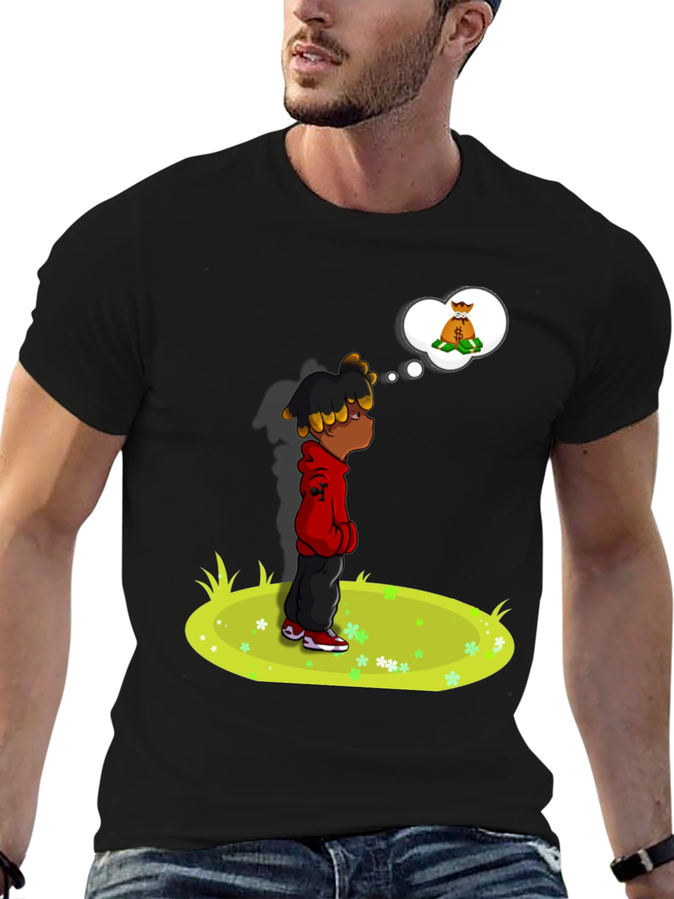 Cartoon Graphic Tee - Black