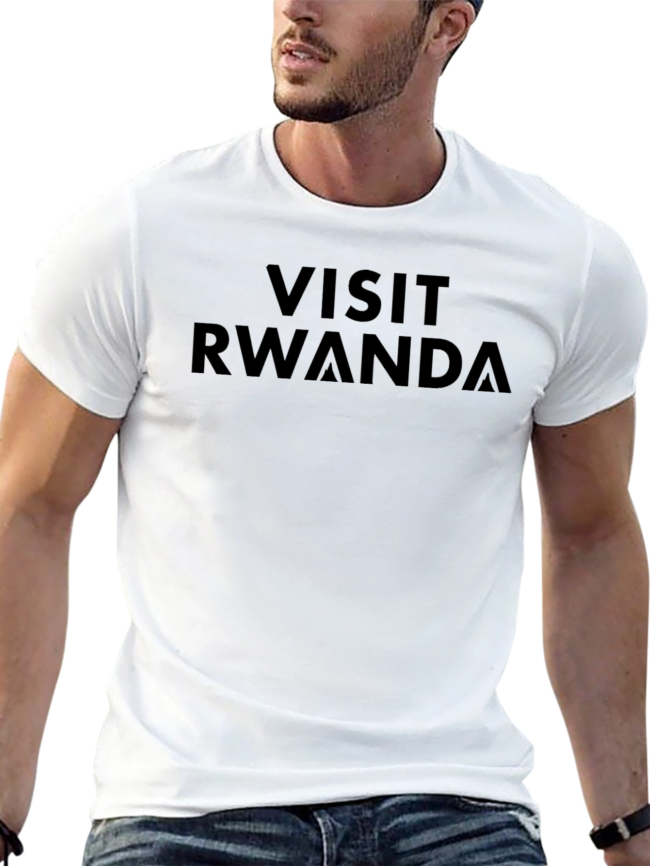 Visit Rwanda Black Graphic Tee Shirt