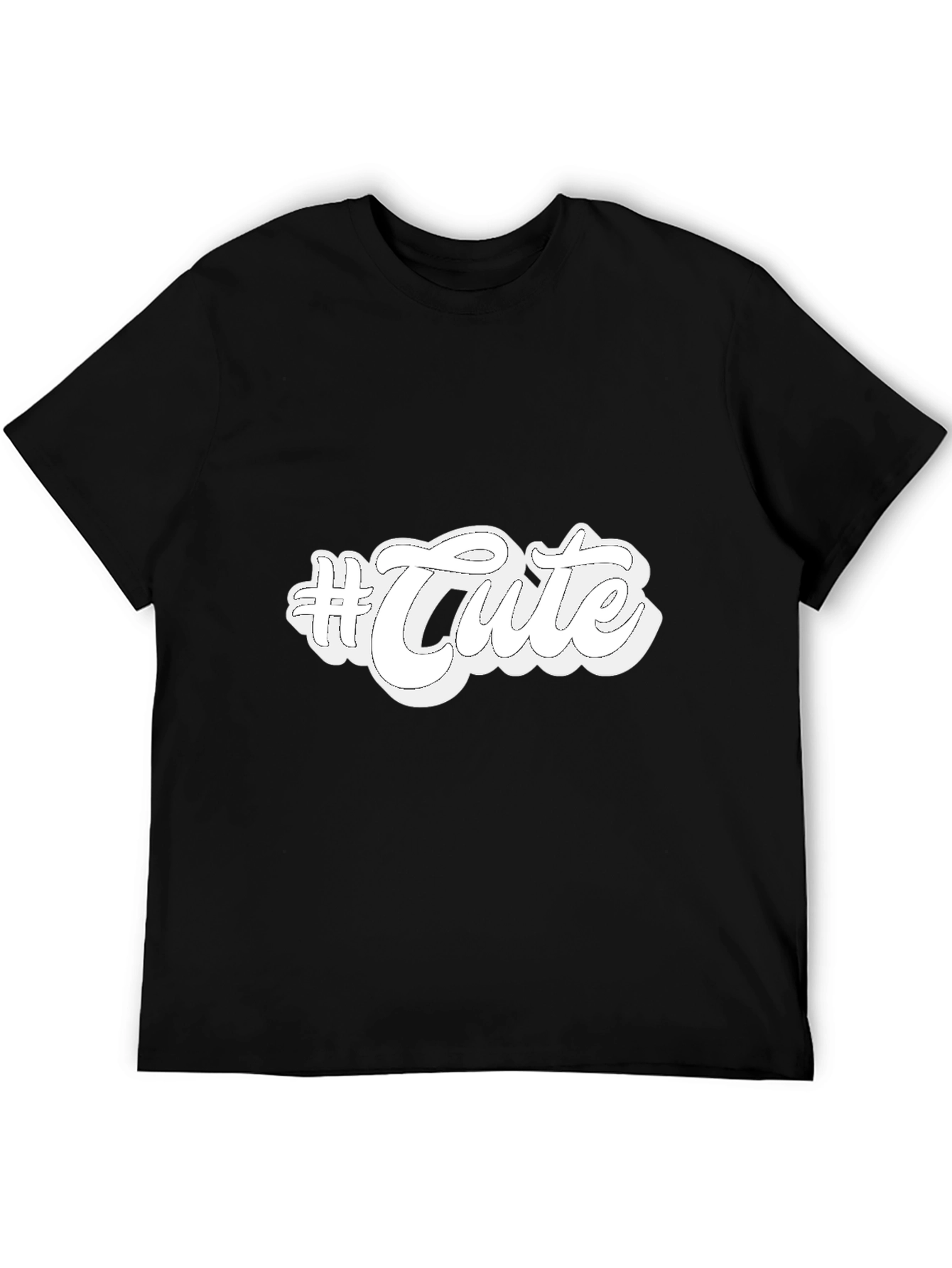 #Cute Graphic Print Black T-Shirt