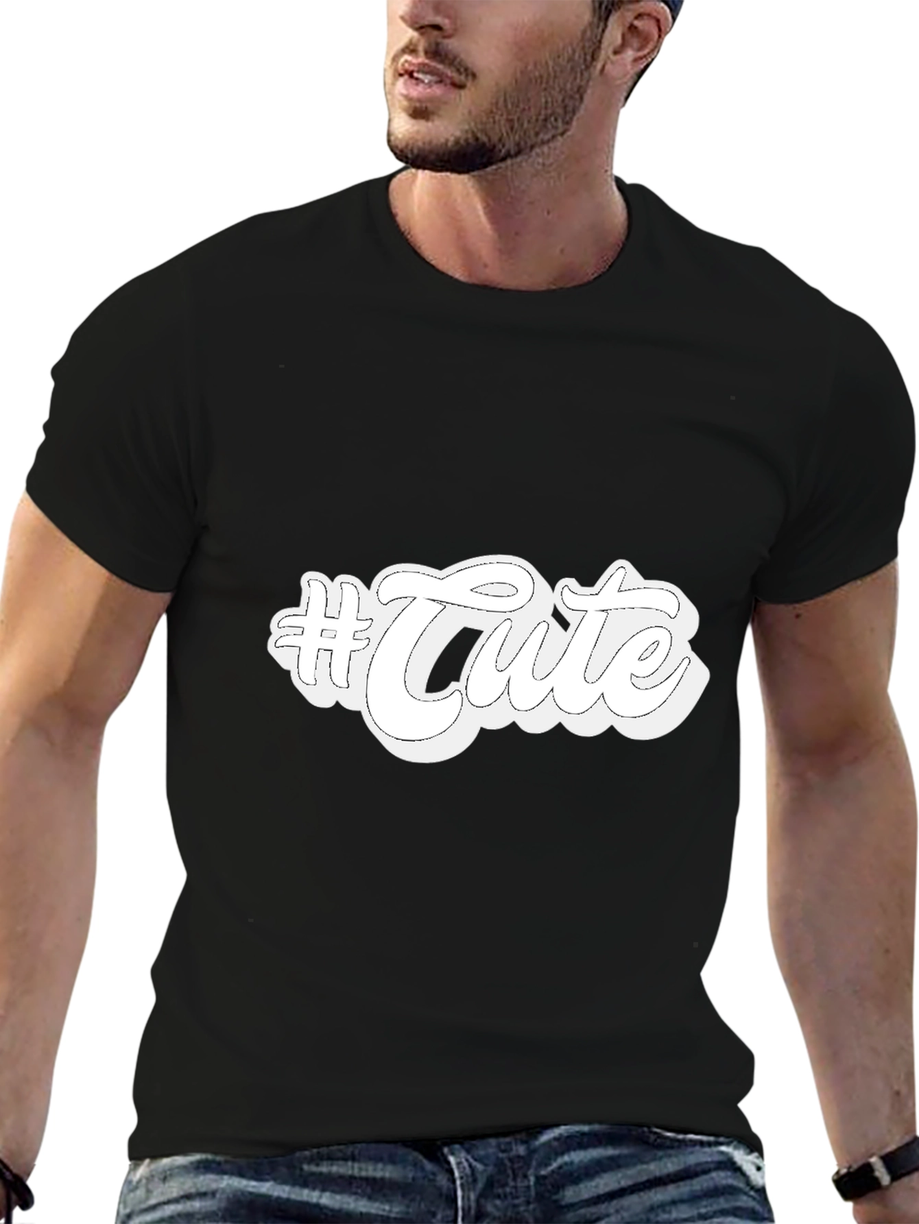 #Cute Graphic Print Black T-Shirt