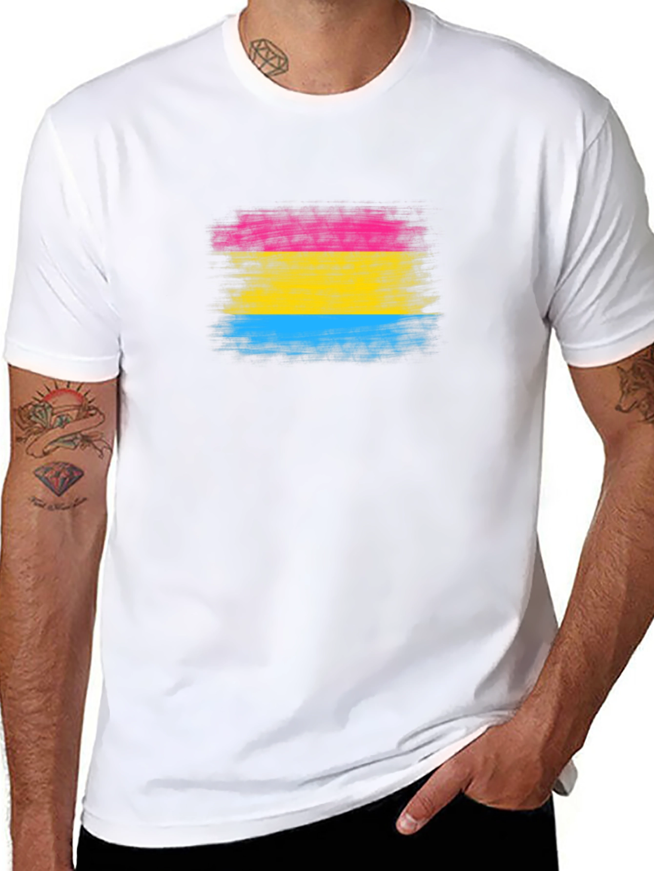 Pansexual Pride Flag T-Shirt - Brush Stroke Design