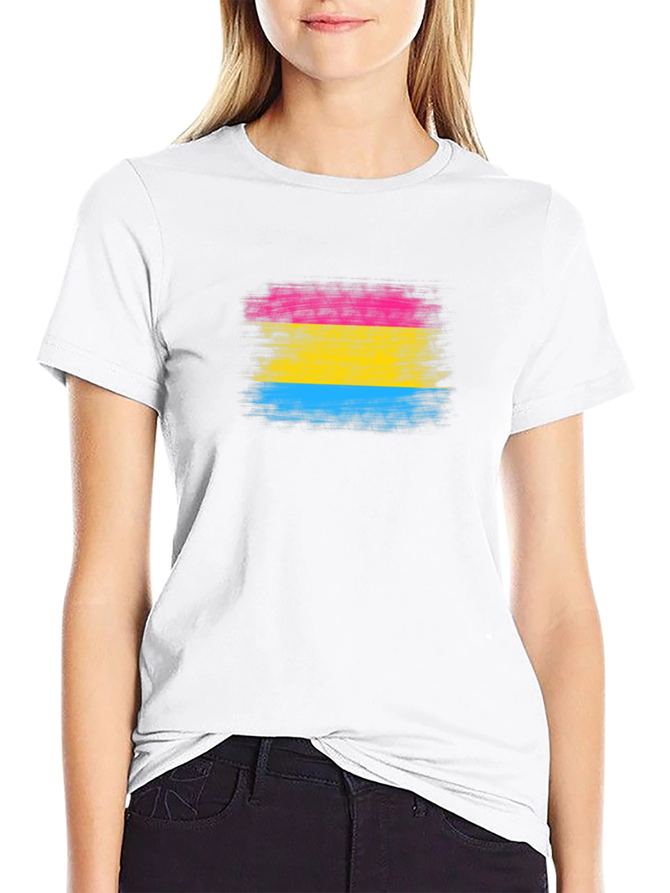 Pansexual Pride Flag T-Shirt - Brush Stroke Design