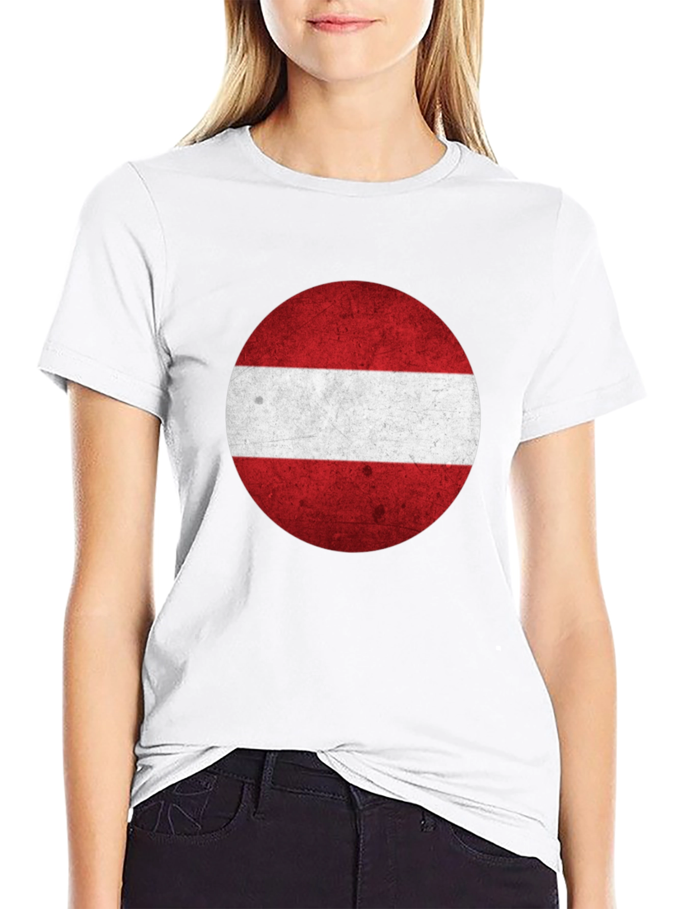 Latvia Flag Graphic Tee - Round Design
