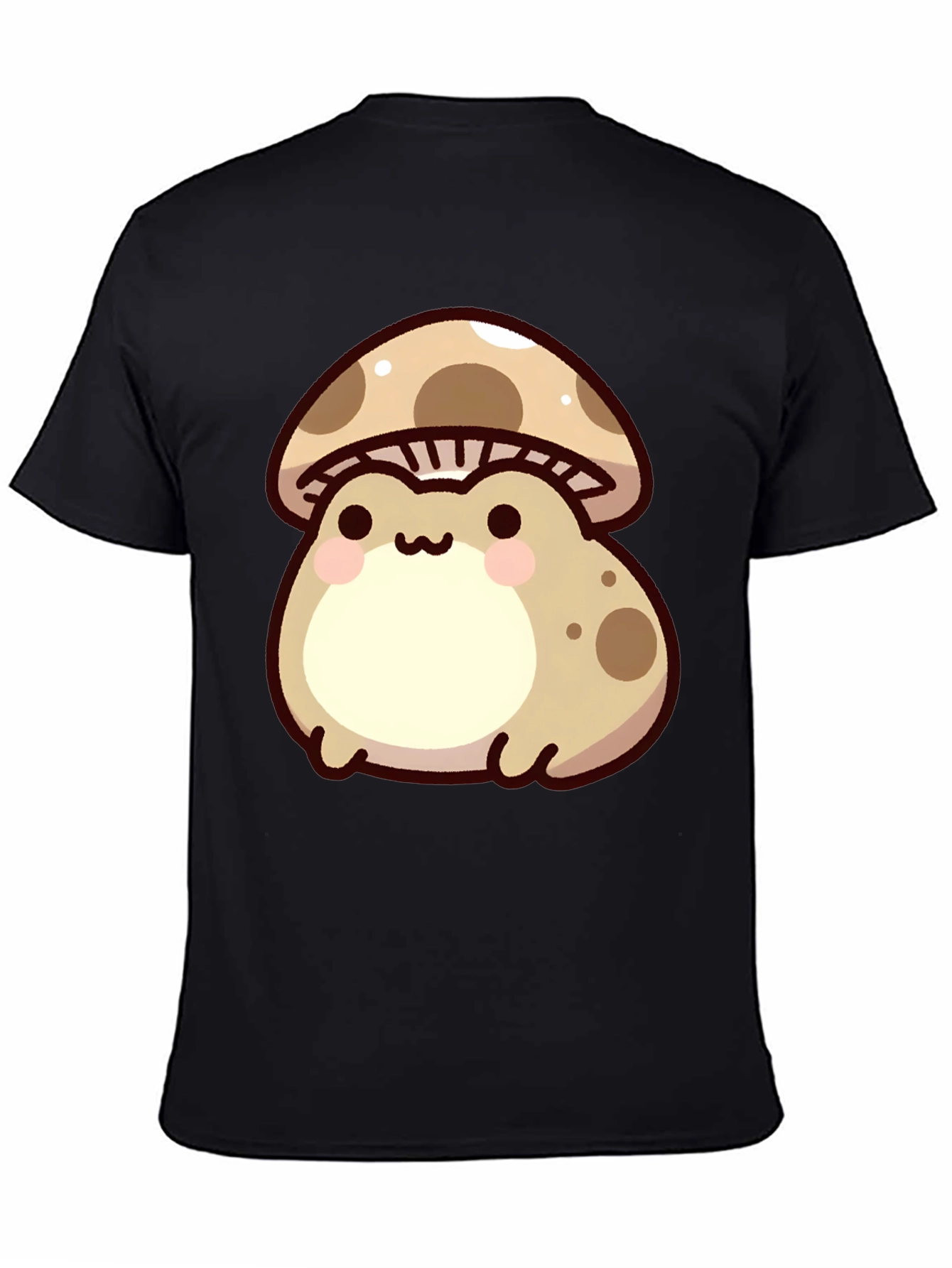 Cute Mushroom Frog Black T-Shirt