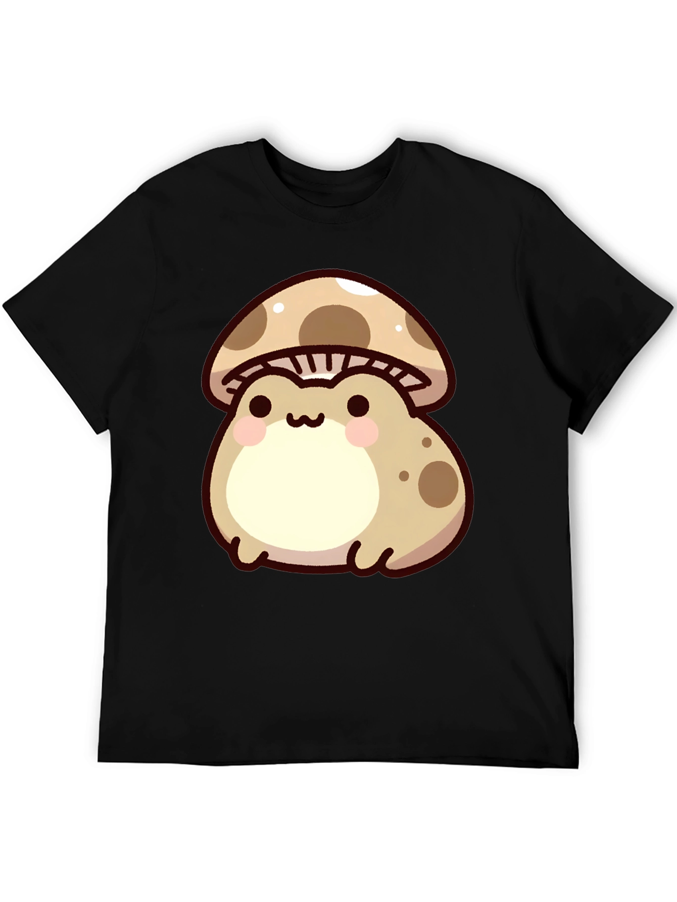 Cute Mushroom Frog Black T-Shirt