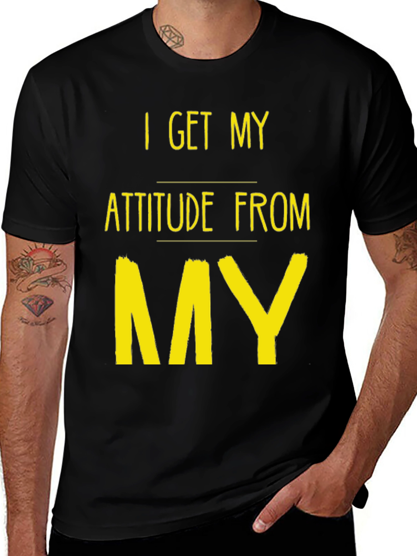 Attitude Source Tee: Black Crew Neck Graphic T-Shirt