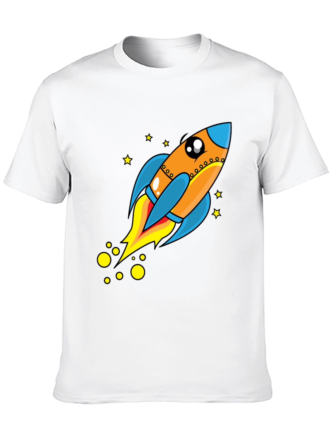 Rocket Ship Graphic Tee - Black Cotton T-Shirt