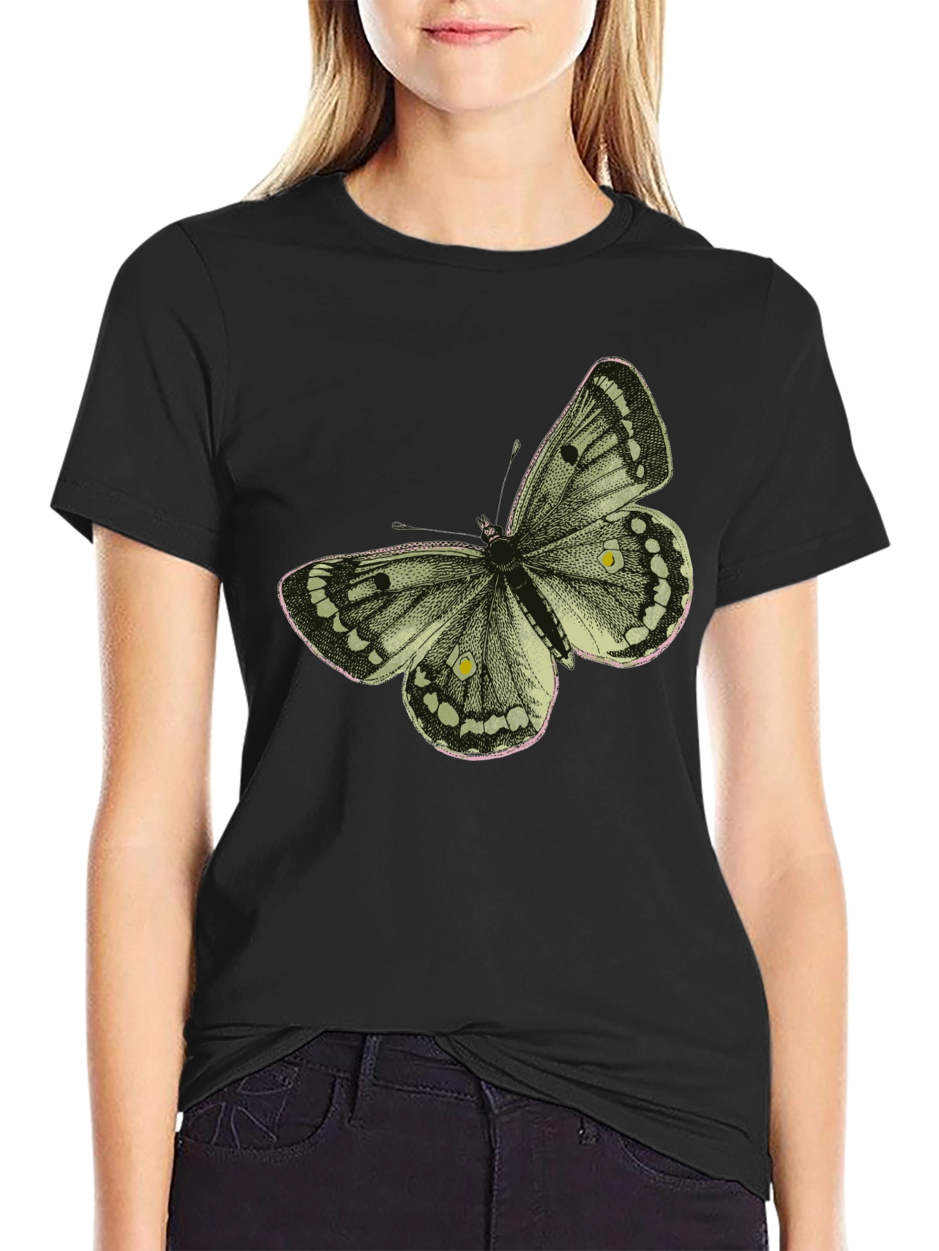 Butterfly Graphic Tee - Stylish Black Cotton T-Shirt