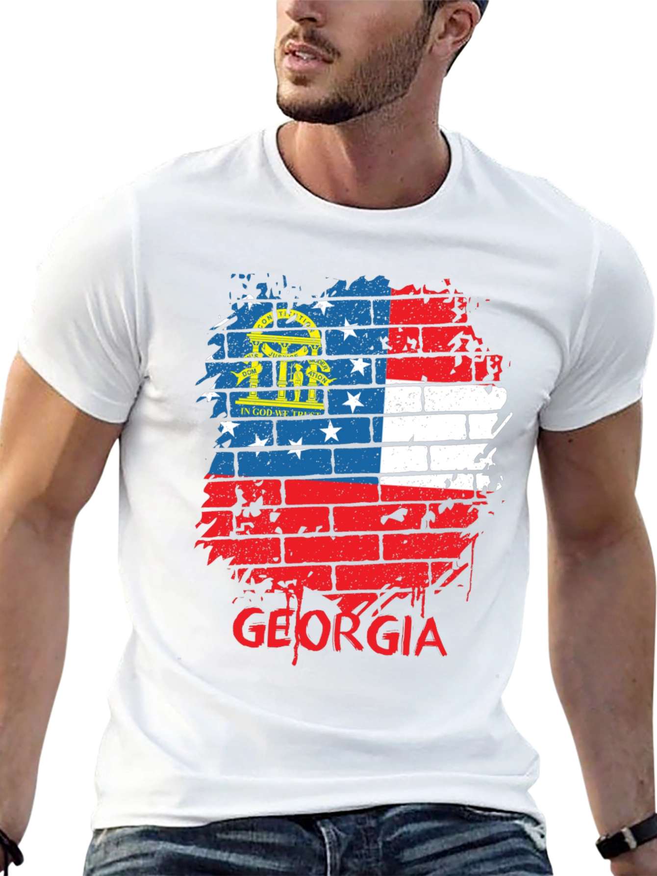 Georgia Flag Brick Wall T-Shirt