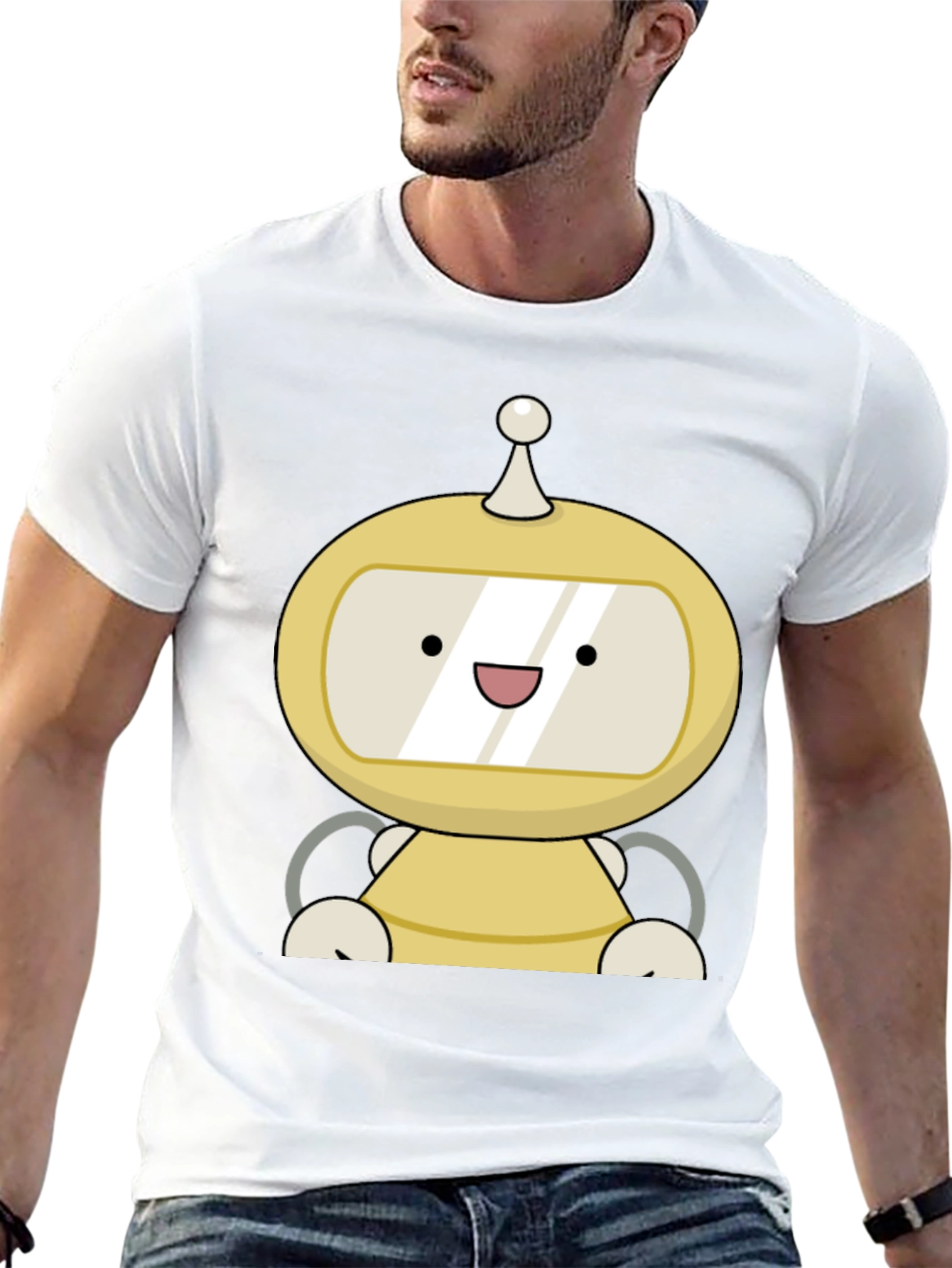 Cute Robot Graphic Black T-Shirt
