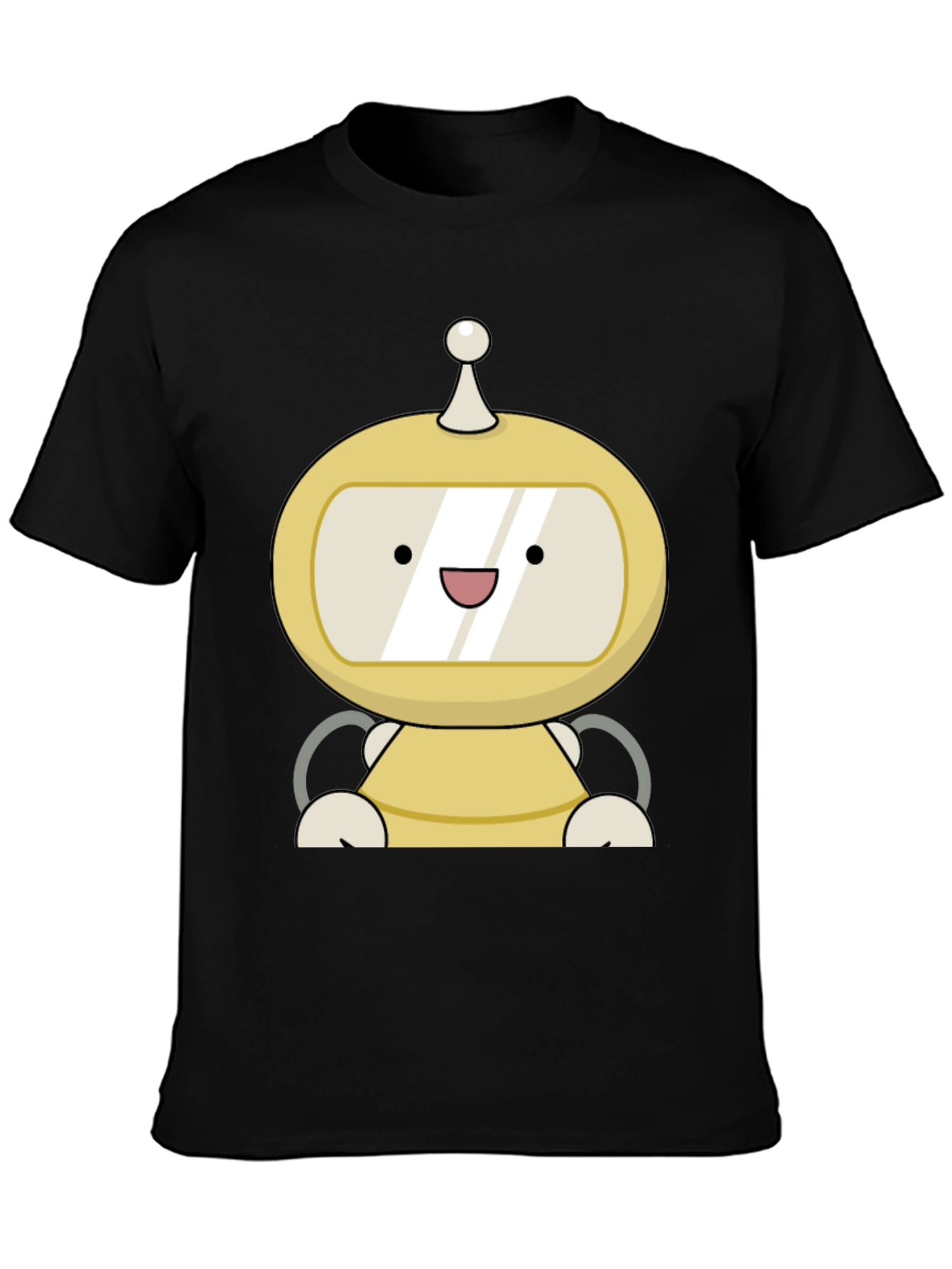 Cute Robot Graphic Black T-Shirt