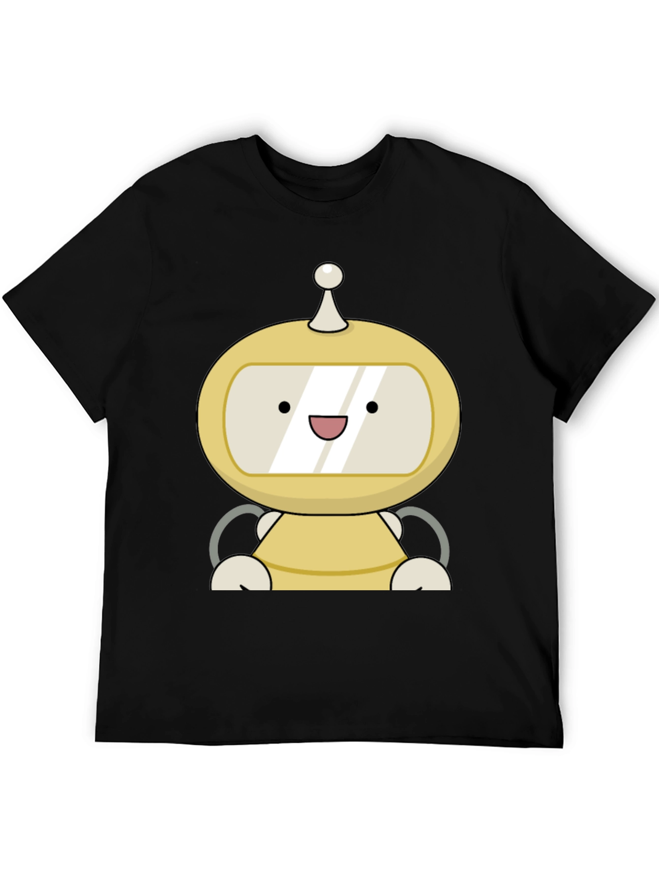Cute Robot Graphic Black T-Shirt