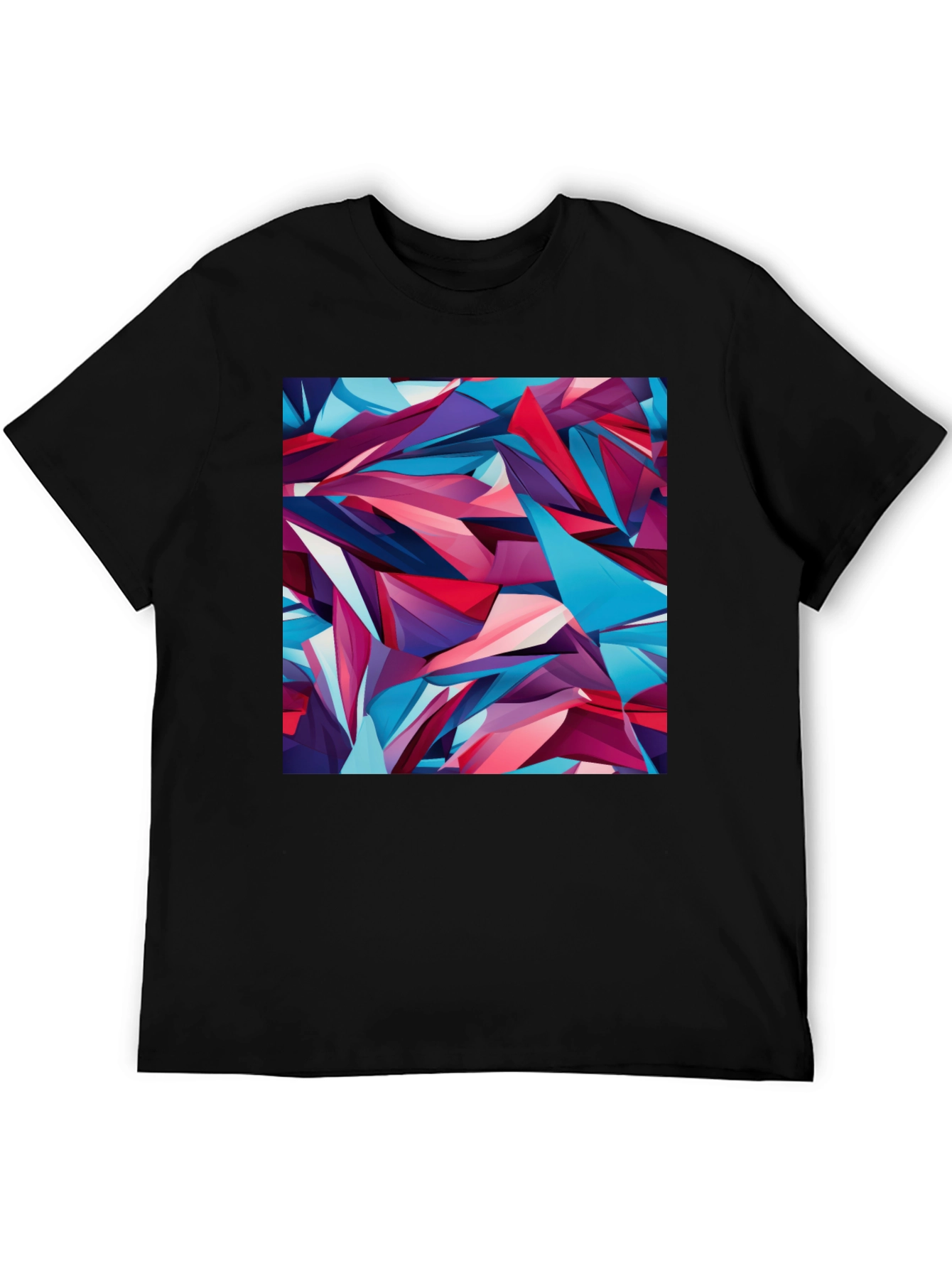 Abstract Geometric Print Black T-Shirt