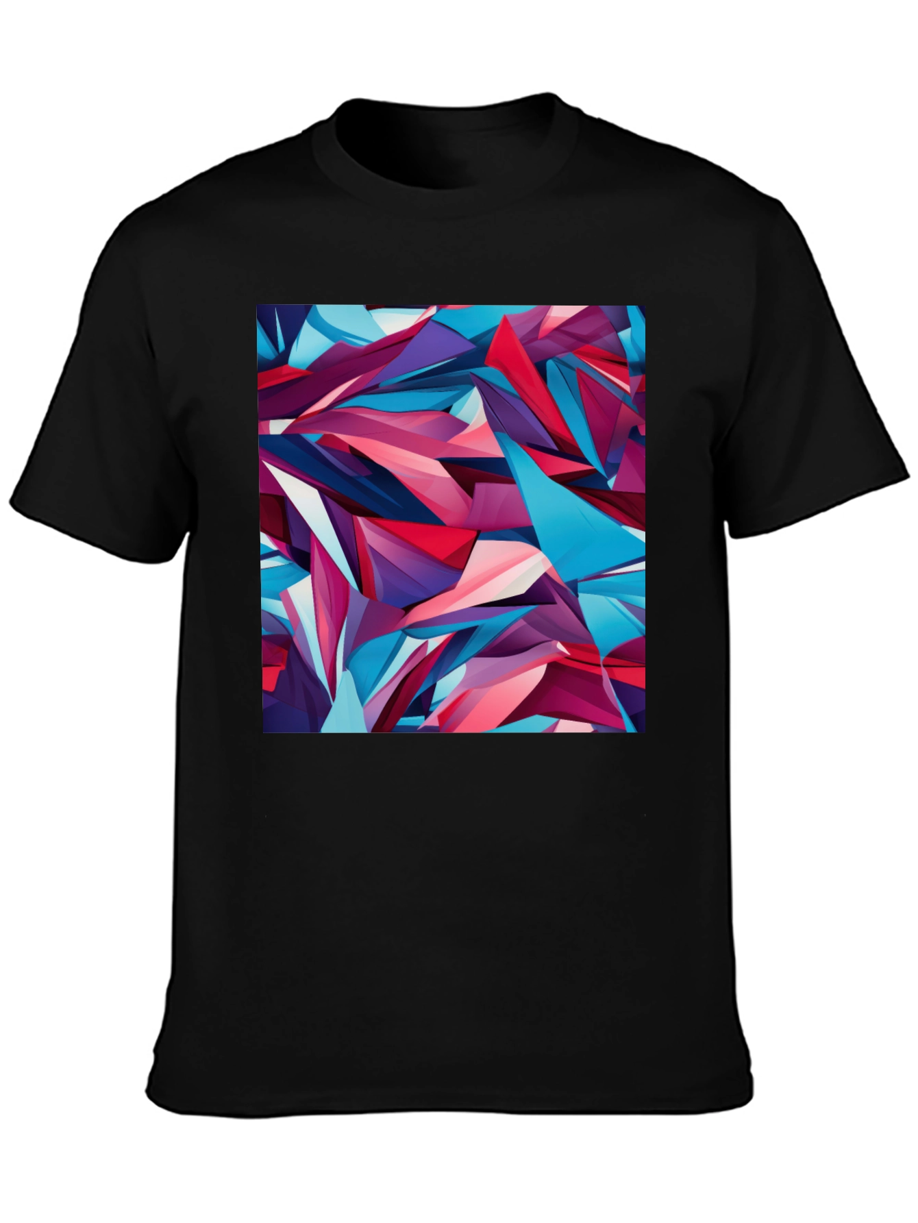 Abstract Geometric Print Black T-Shirt