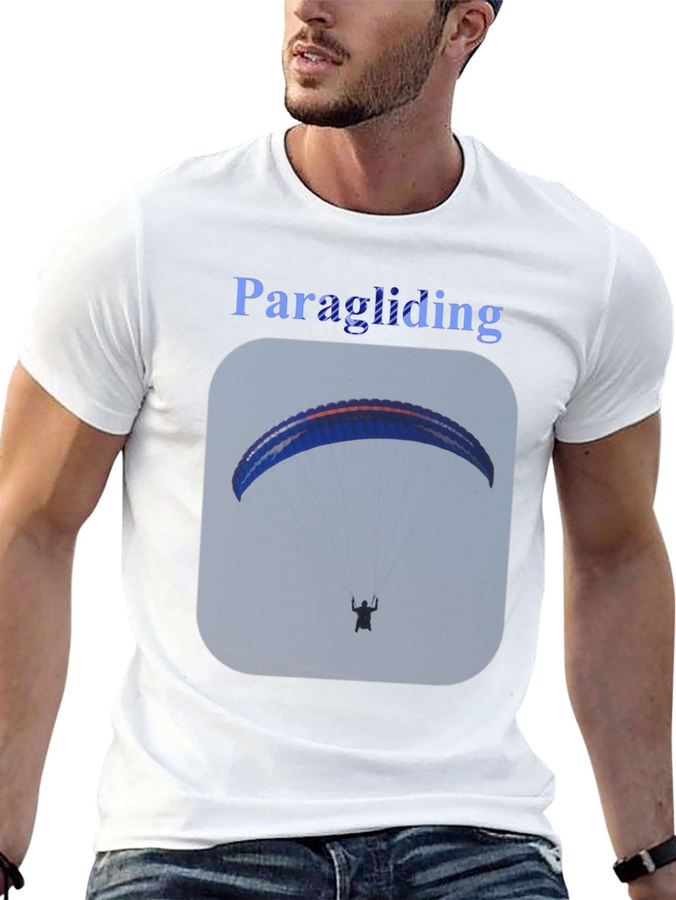 Paragliding Graphic Tee - Black Cotton T-Shirt