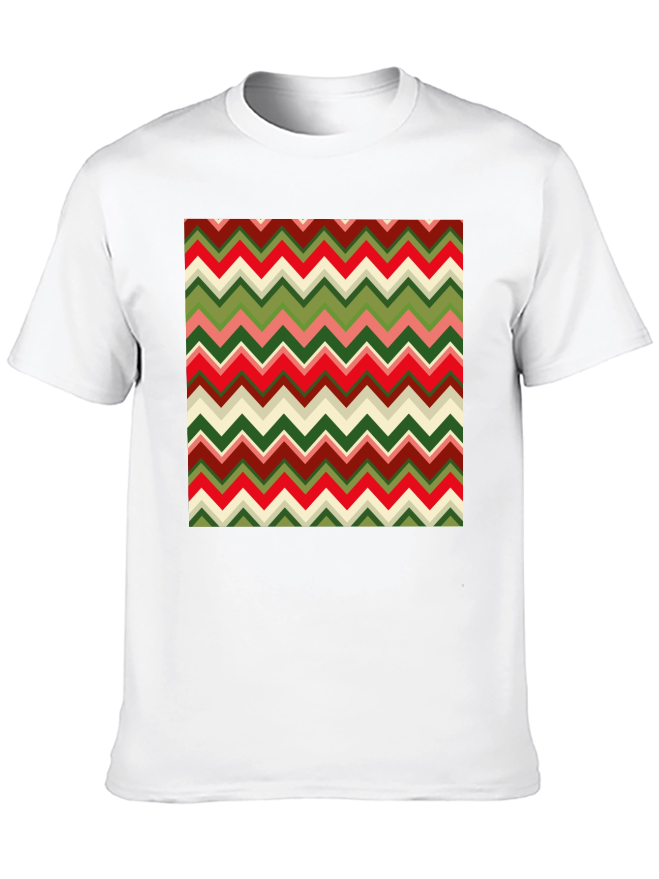 Chevron Pattern Tee - Retro Style Graphic Print T-Shirt