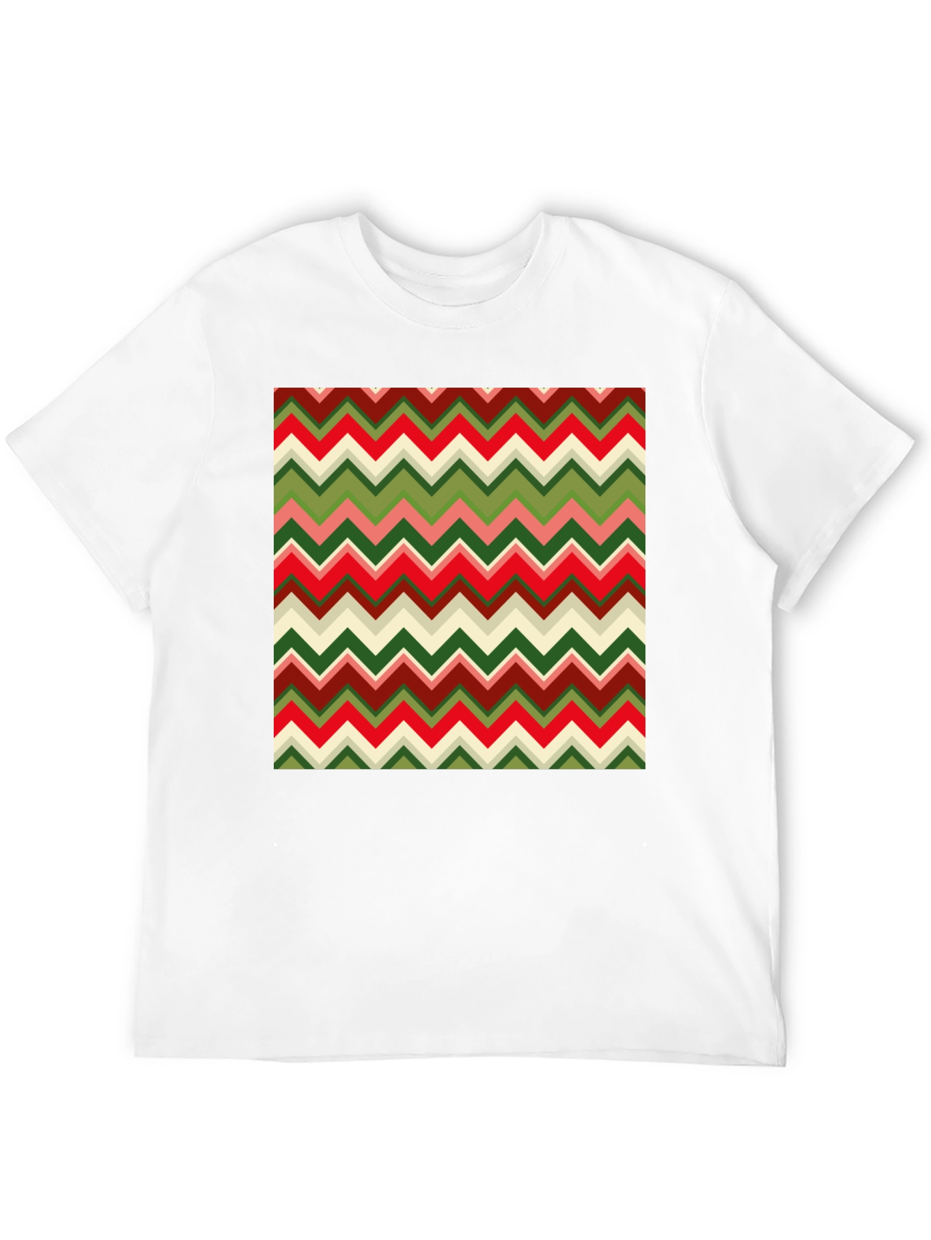 Chevron Pattern Tee - Retro Style Graphic Print T-Shirt