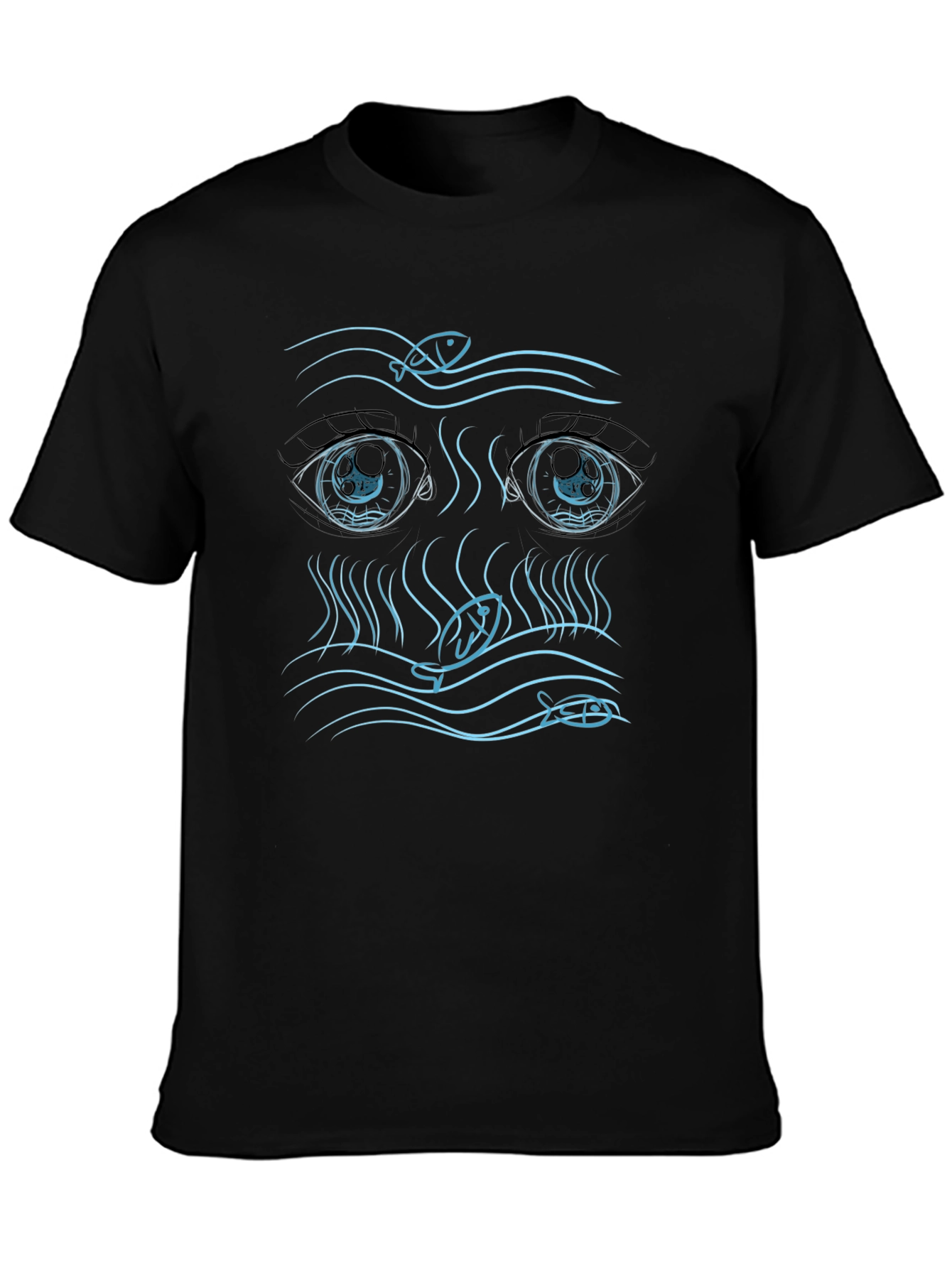 Ocean Eyes Graphic Tee - Stylish Black Unisex Shirt