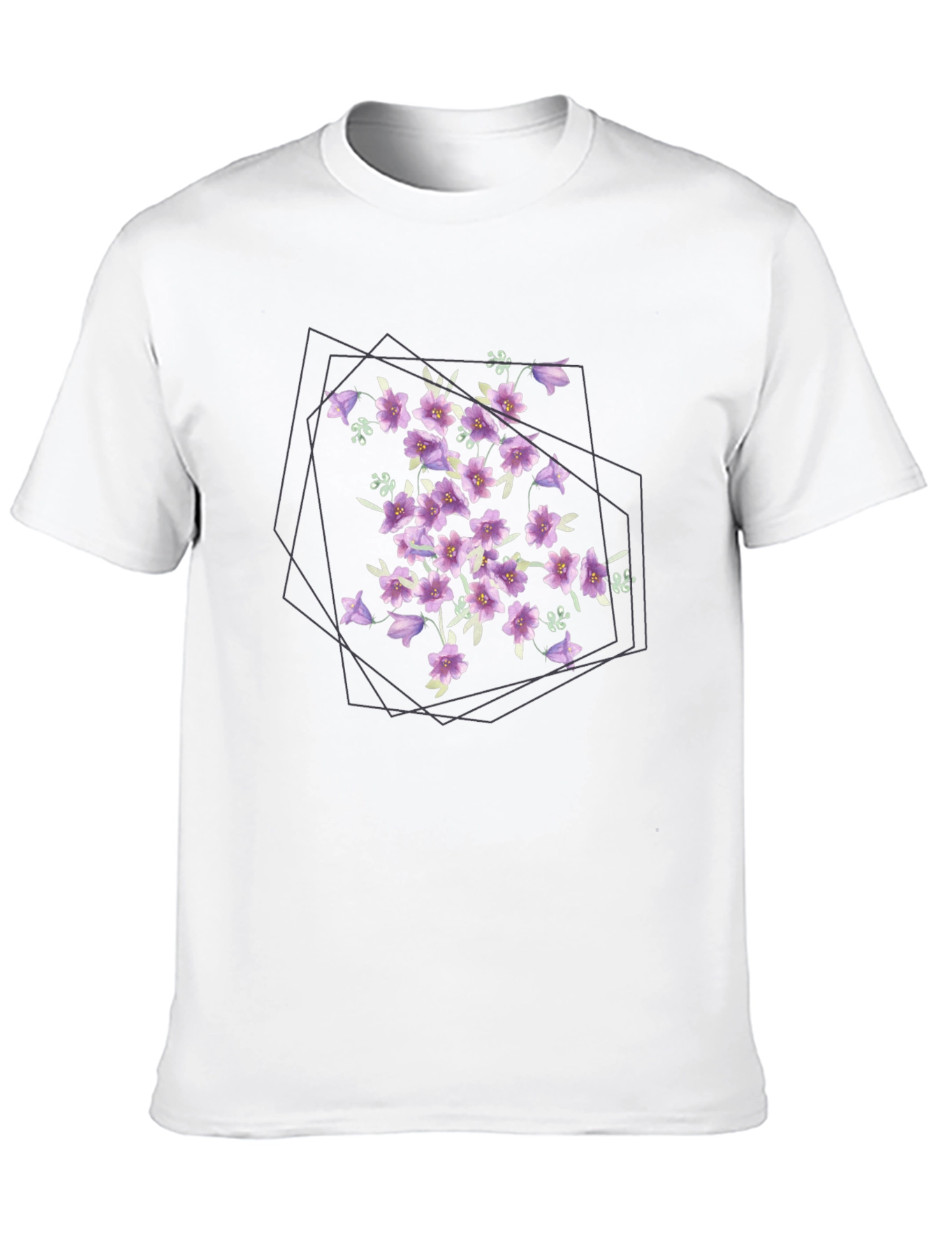 Floral Geometric Print Black T-Shirt