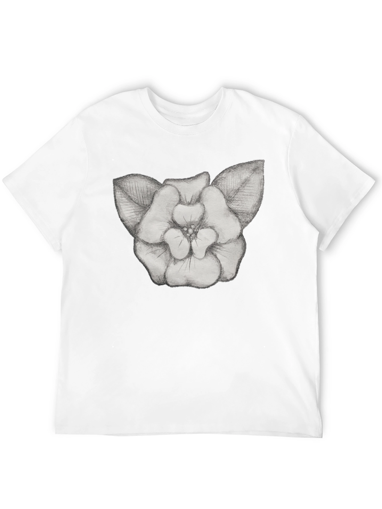 Floral Sketch Graphic Tee - Black Cotton T-Shirt