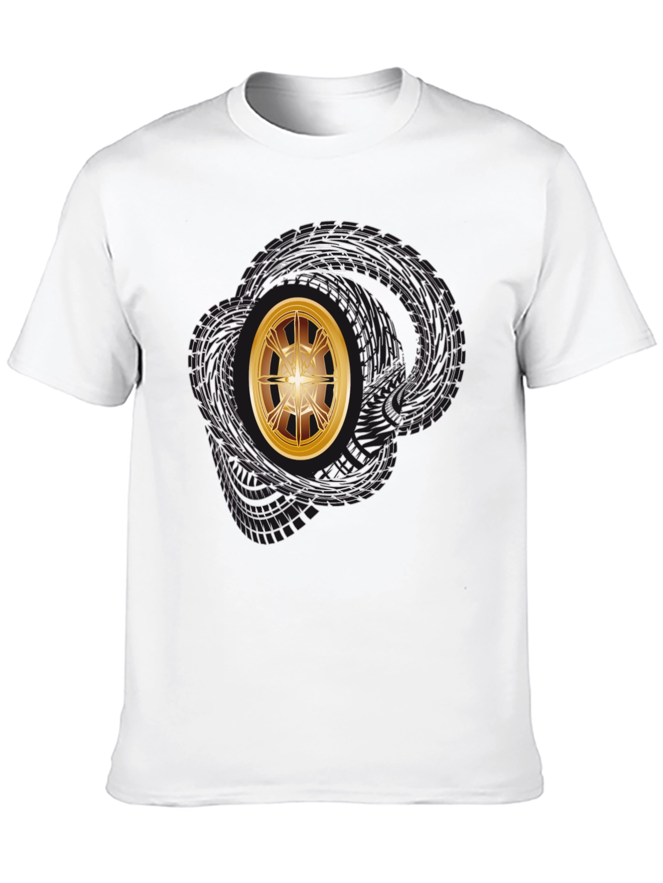Graphic Tee - Tire Tracks & Gold Rim