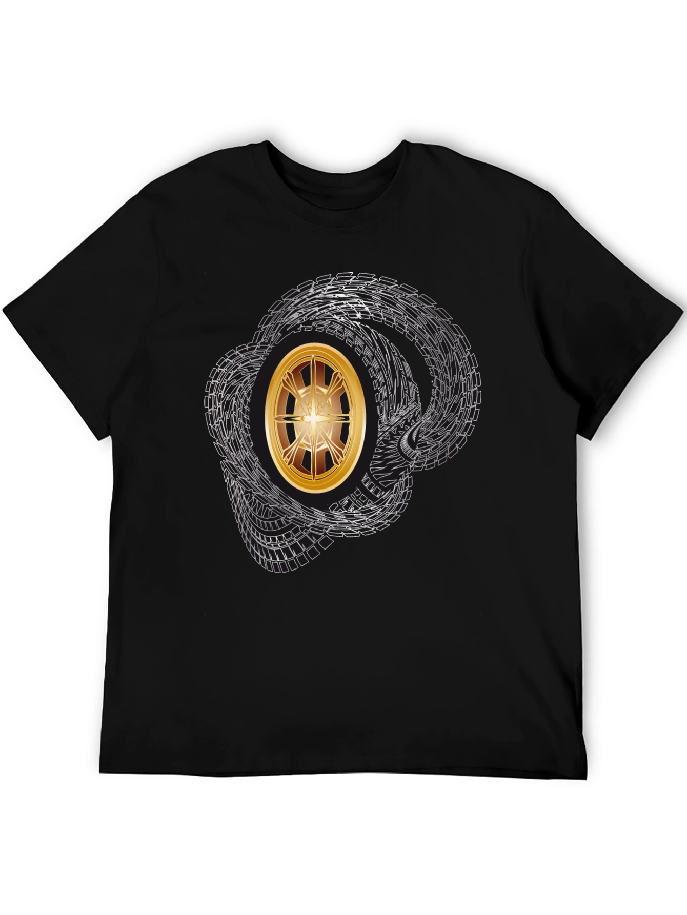 Graphic Tee - Tire Tracks & Gold Rim