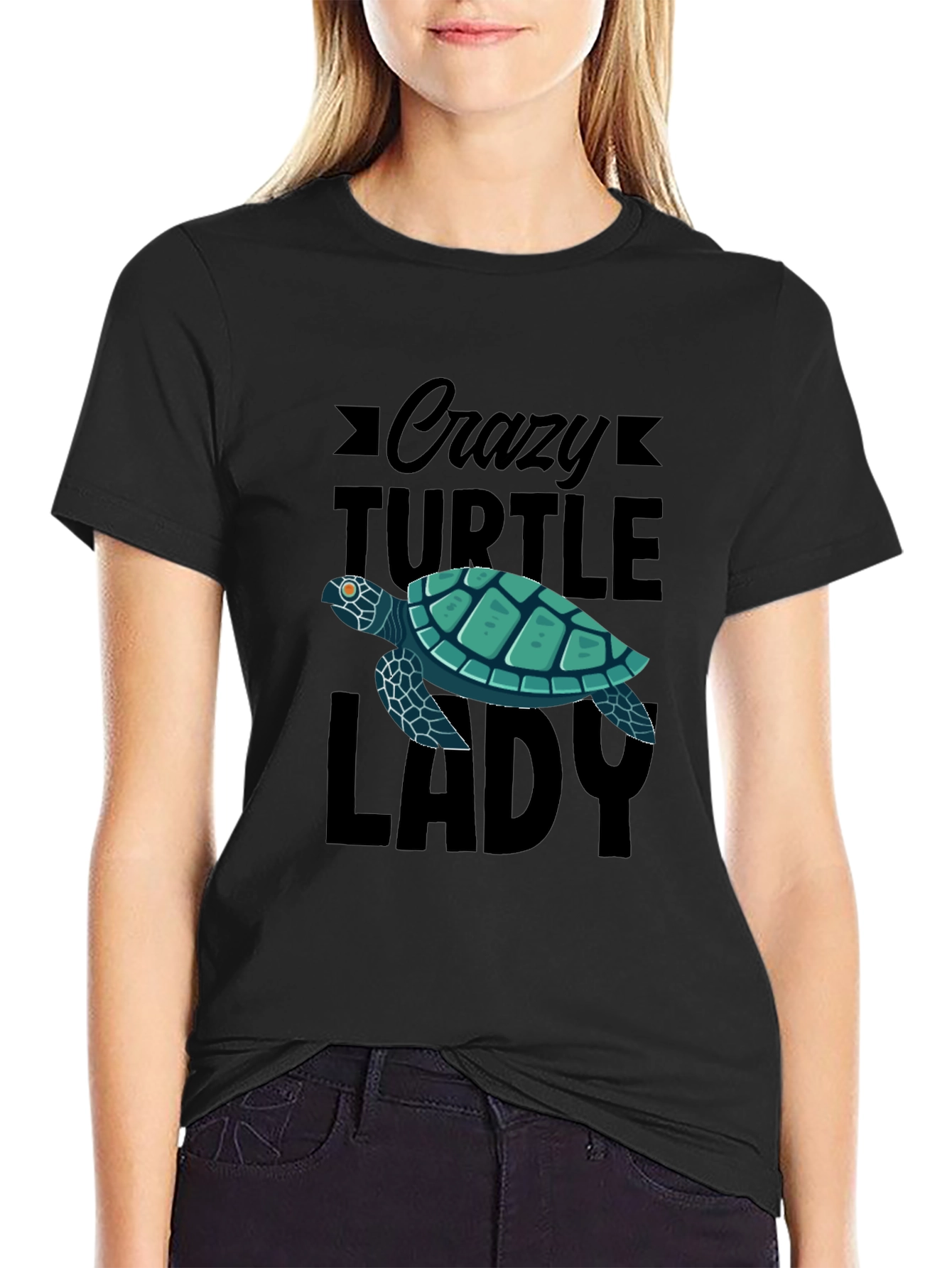 Crazy Turtle Lady Black T-Shirt