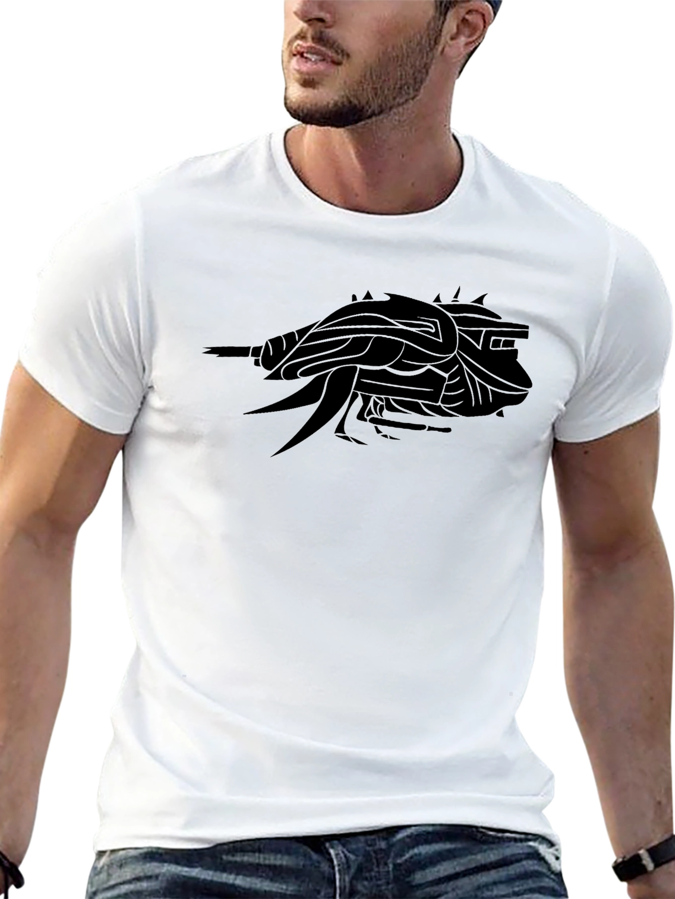 Mens Black Graphic Tee - Abstract Creature