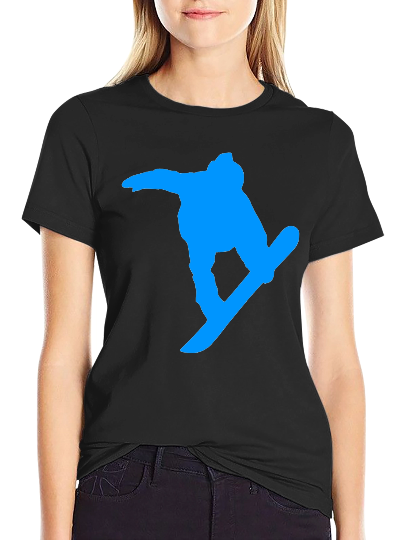 Snowboarder Graphic Tee - Black Cotton Blend