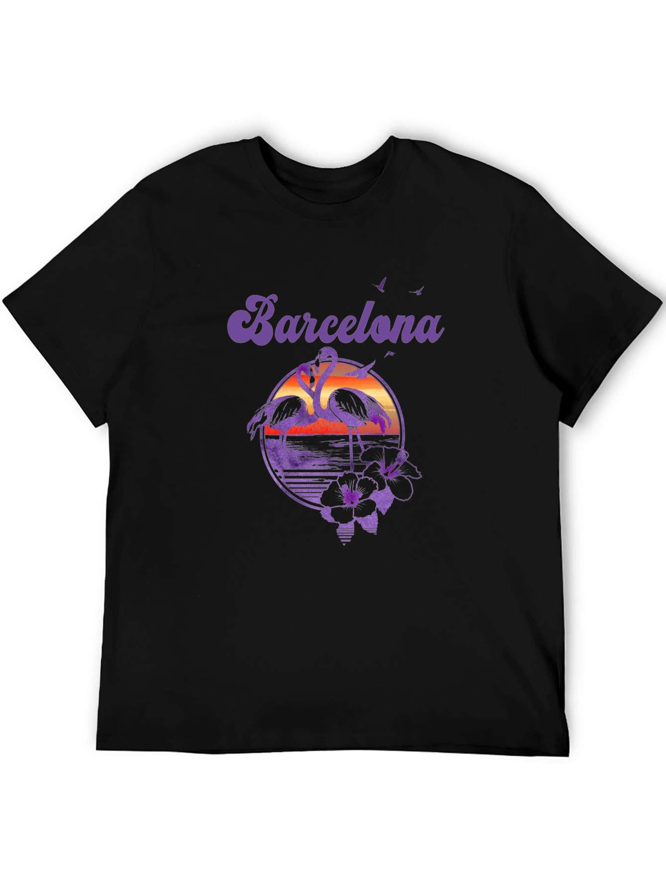 Barcelona Sunset Flamingo Graphic T-Shirt