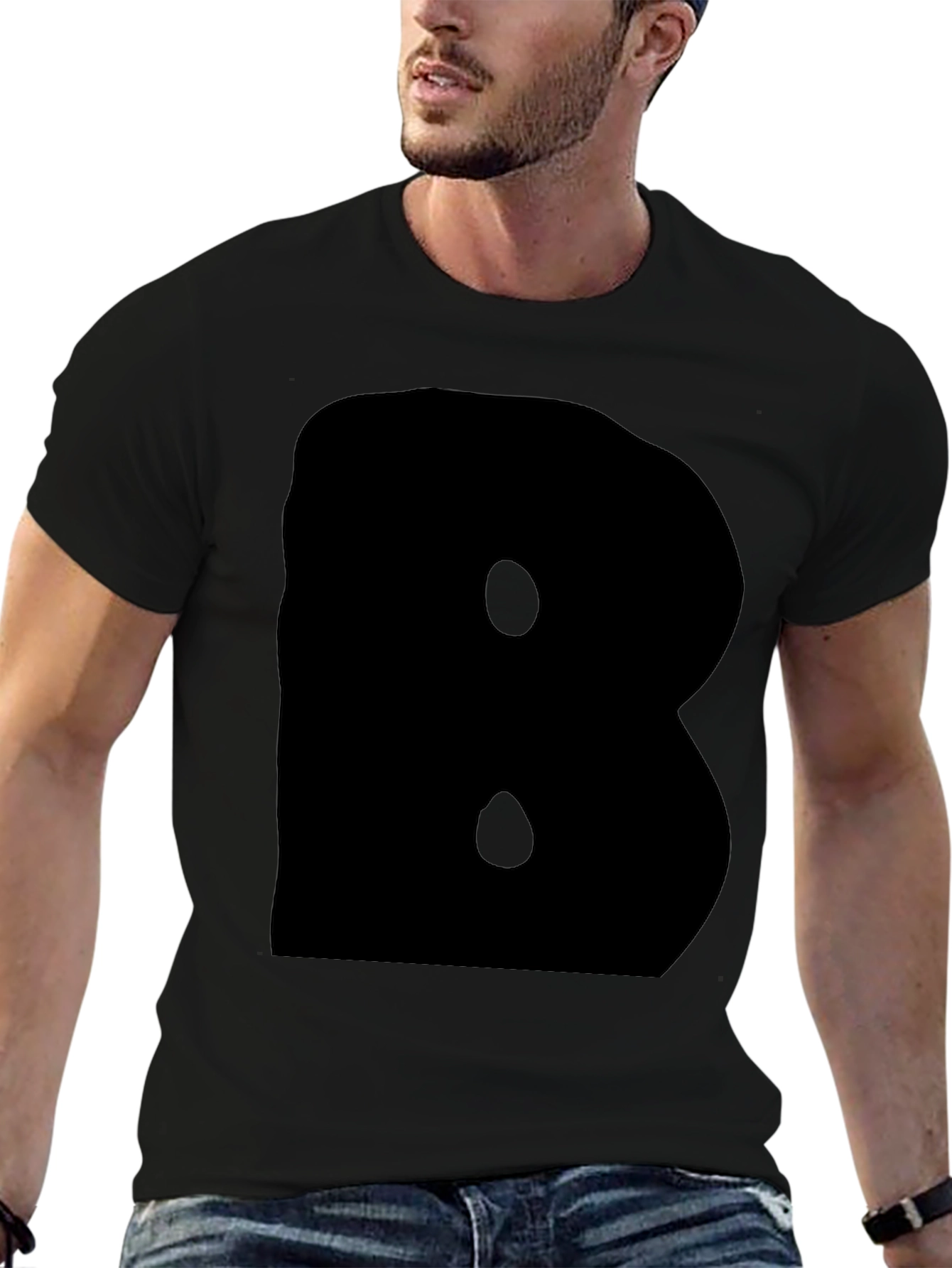 Bold Black Tee - Statement Letter B Design