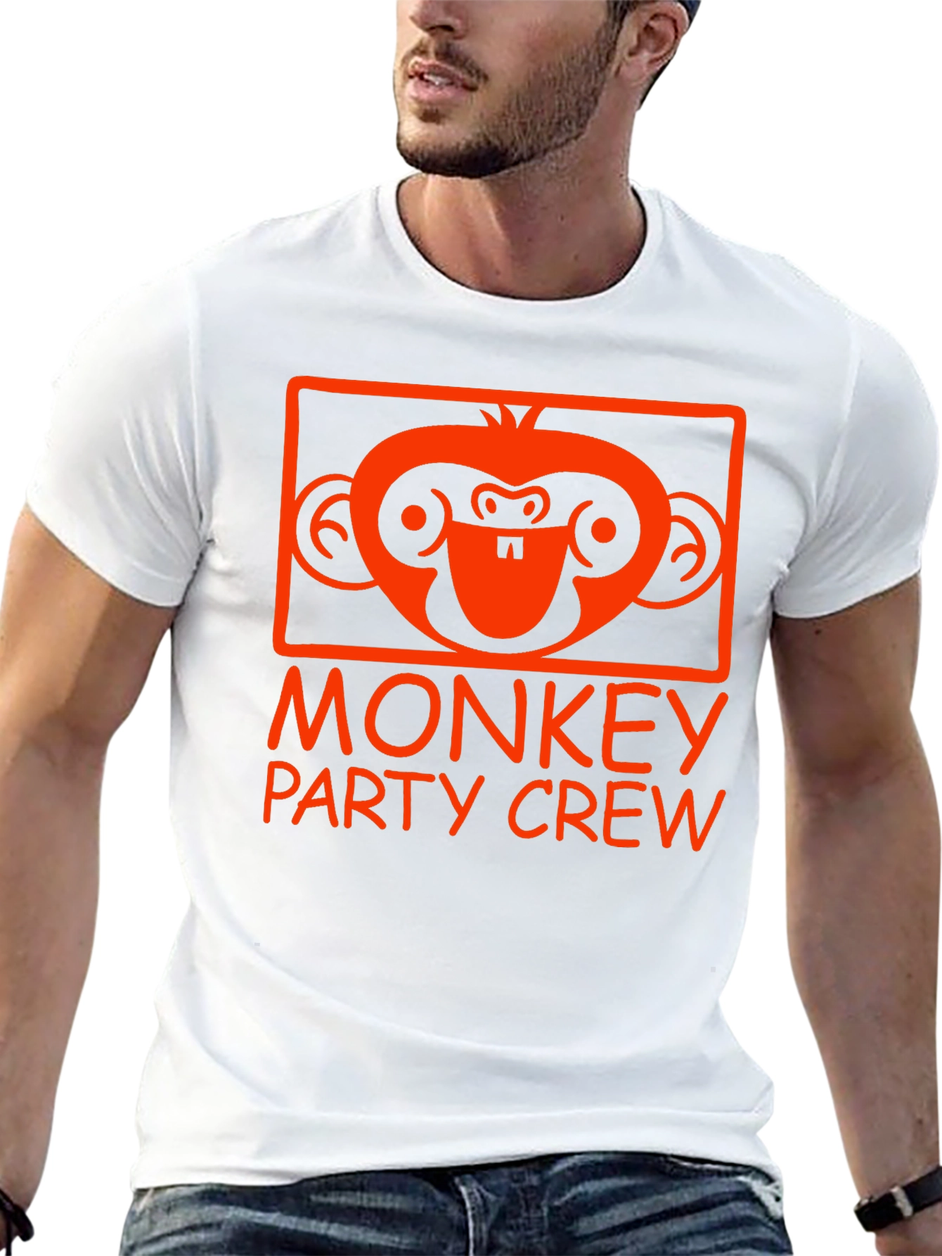Monkey Party Crew Graphic Tee - Black