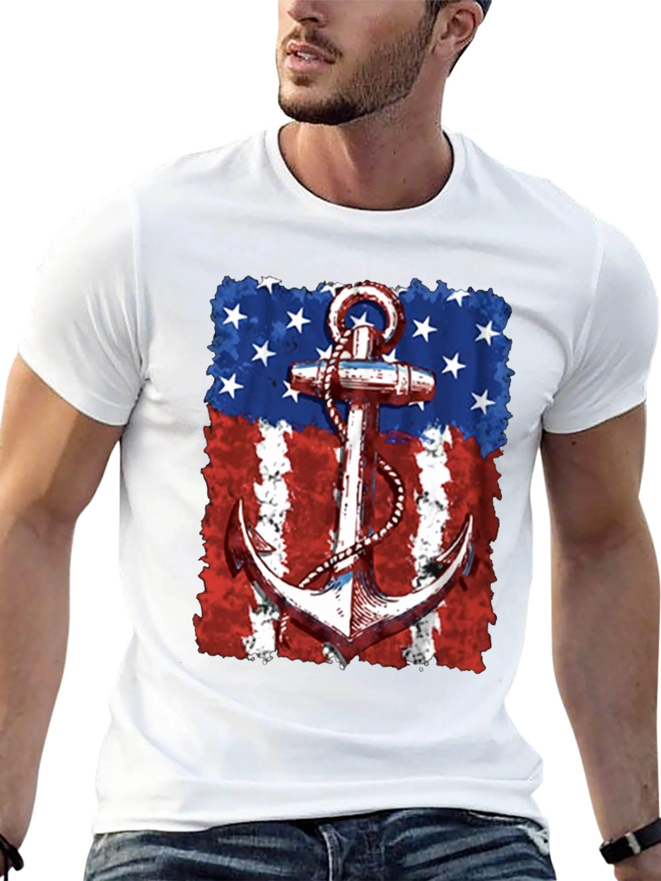 Patriotic Anchor Graphic T-Shirt