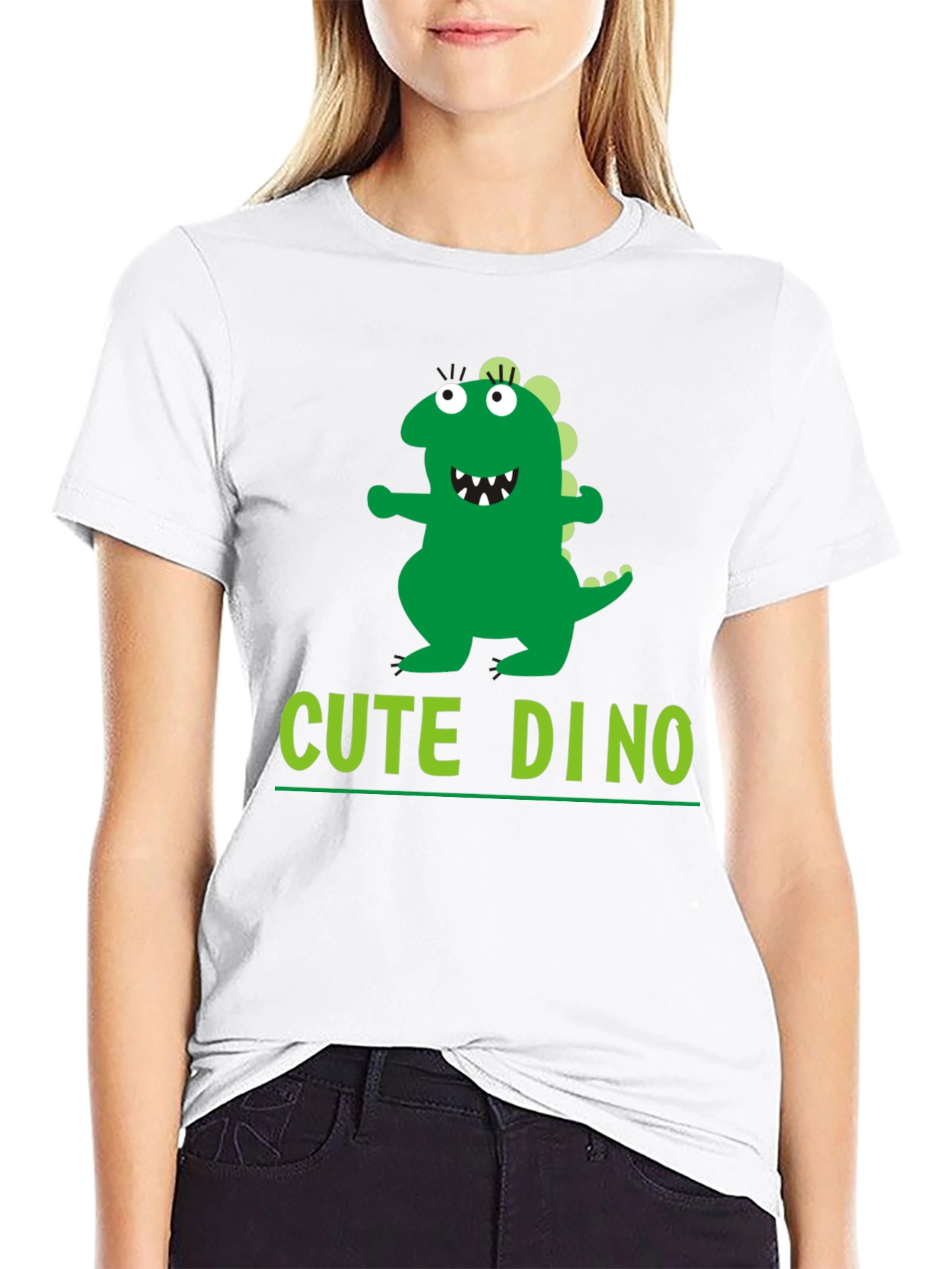 Cute Dino Graphic Black T-Shirt
