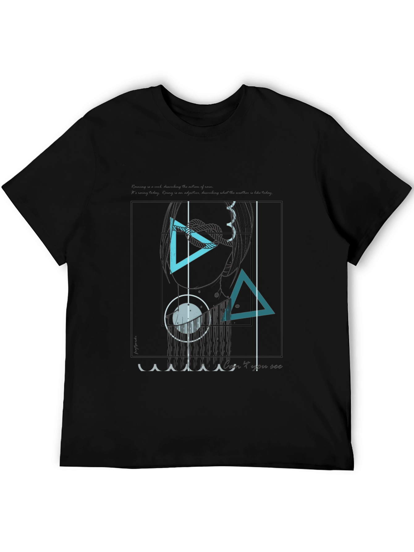 Abstract Geometric Graphic Print Black T-Shirt