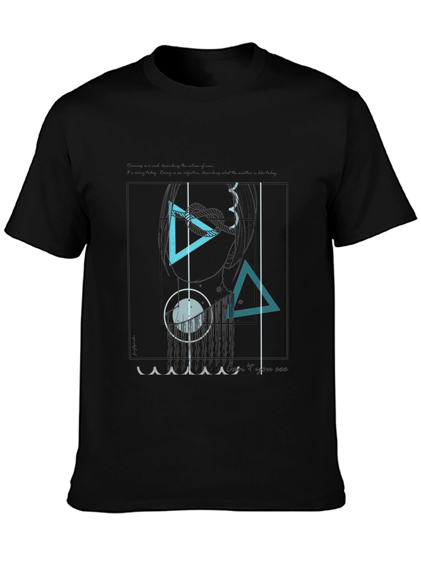 Abstract Geometric Graphic Print Black T-Shirt