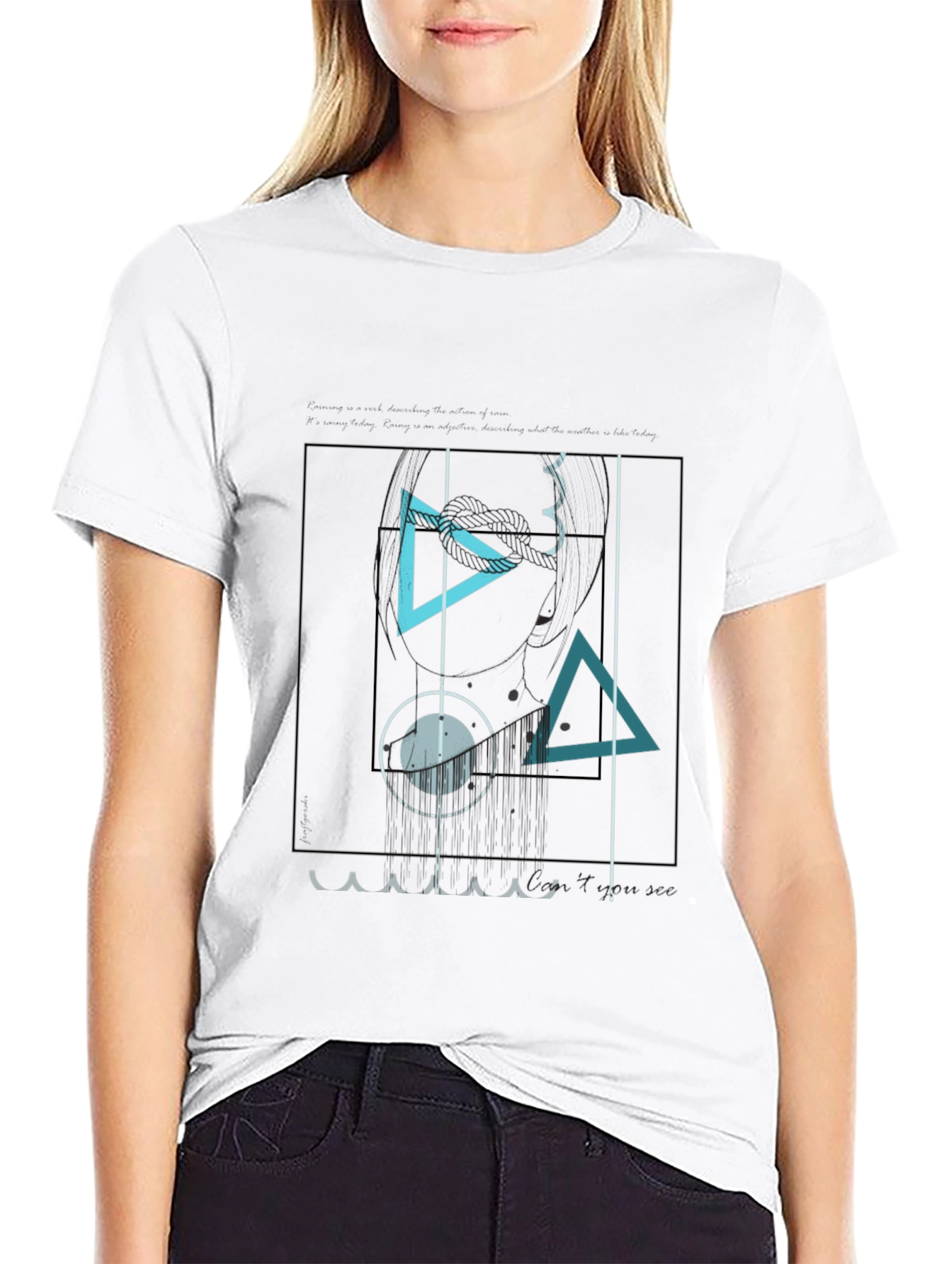 Abstract Geometric Graphic Print Black T-Shirt