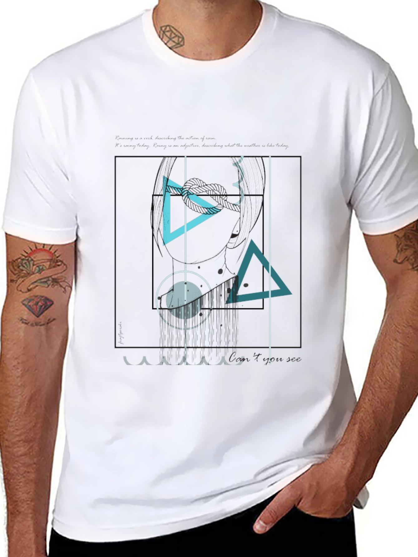 Abstract Geometric Graphic Print Black T-Shirt