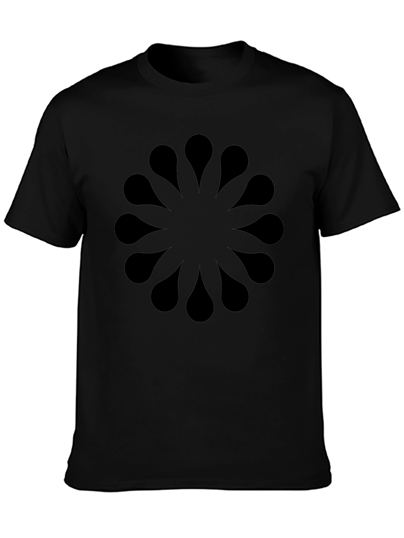 Abstract Floral Pattern Black T-Shirt