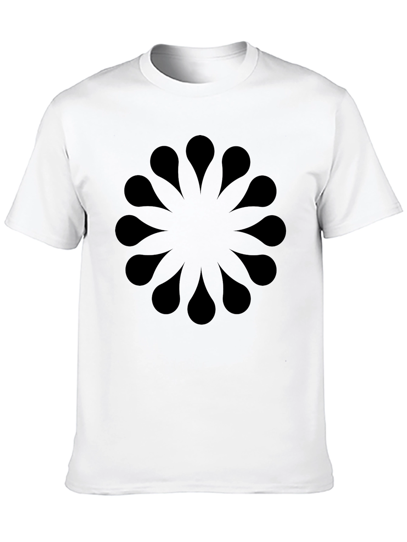Abstract Floral Pattern Black T-Shirt