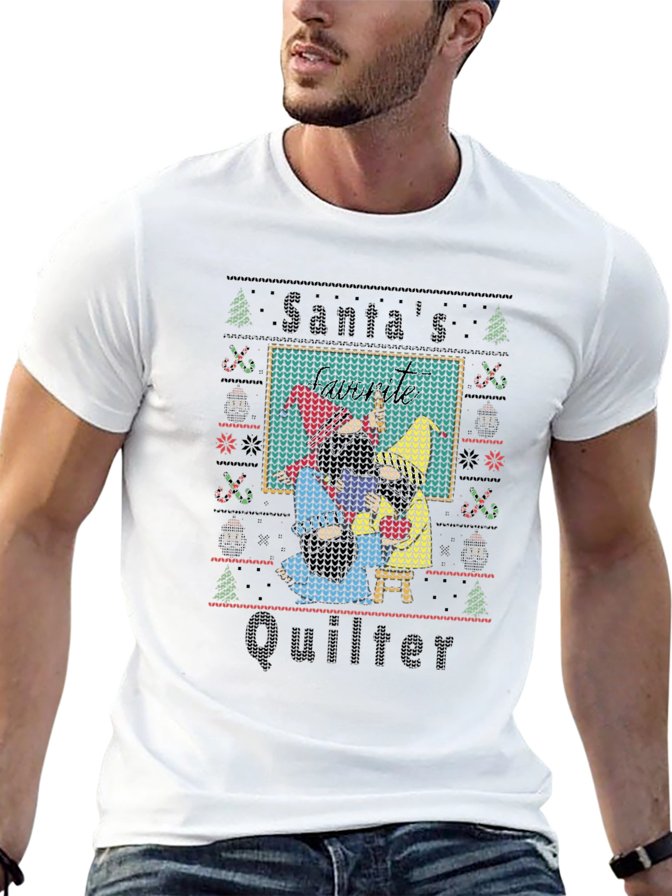 Santas Quilter Ugly Christmas T-Shirt